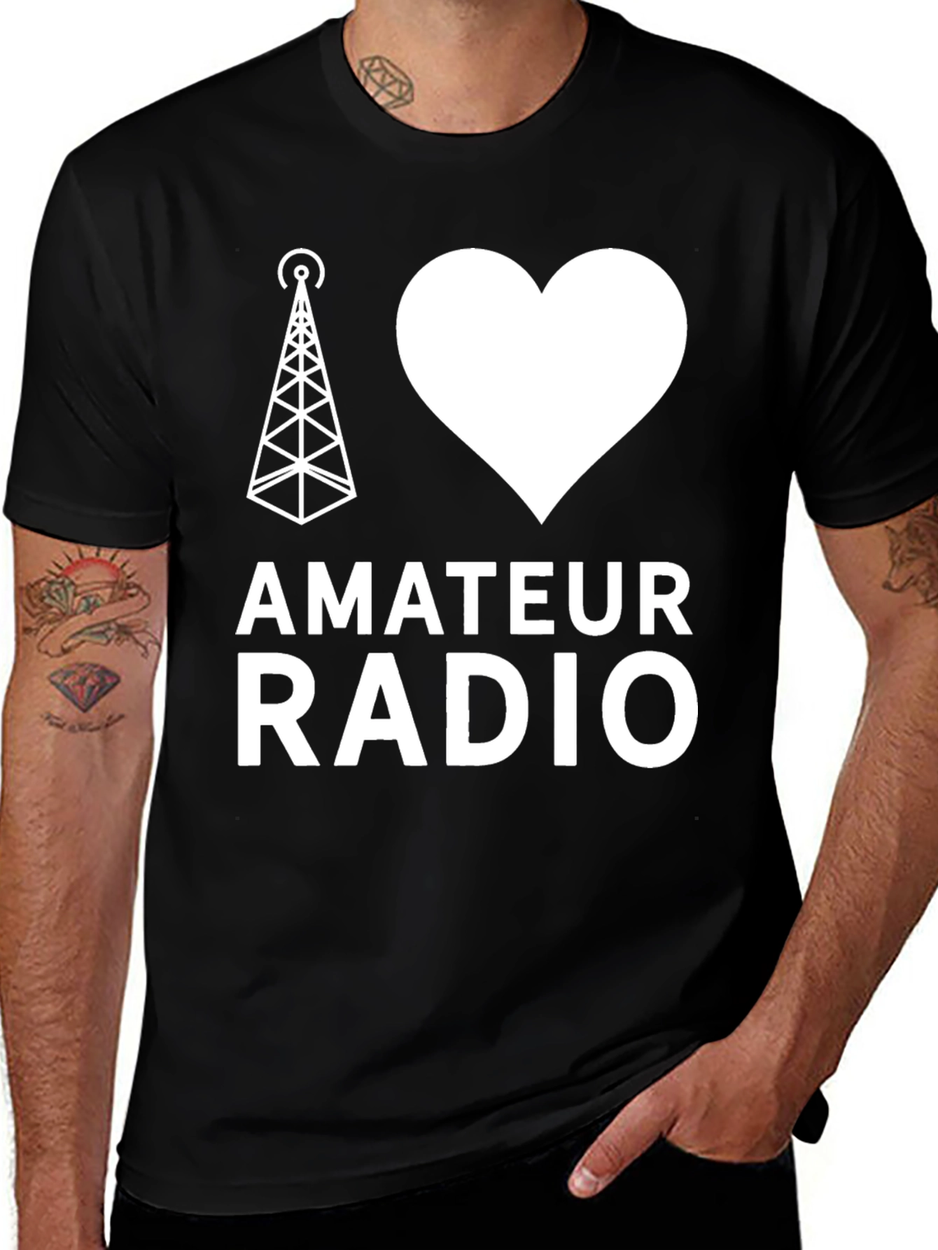 Variant 23 of I Heart Amateur Radio Black T-Shirt