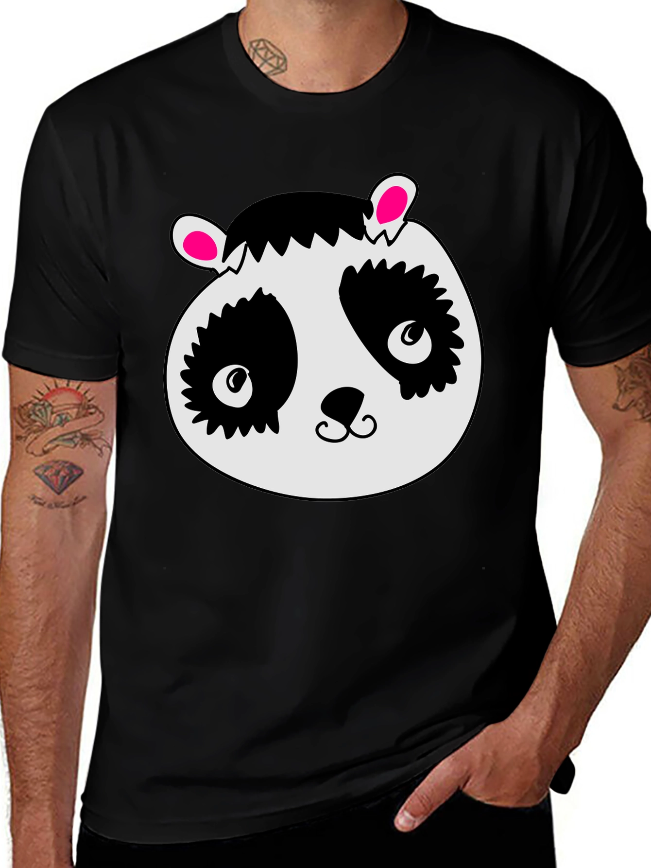Variant 2 of Cute Panda Face Black T-Shirt