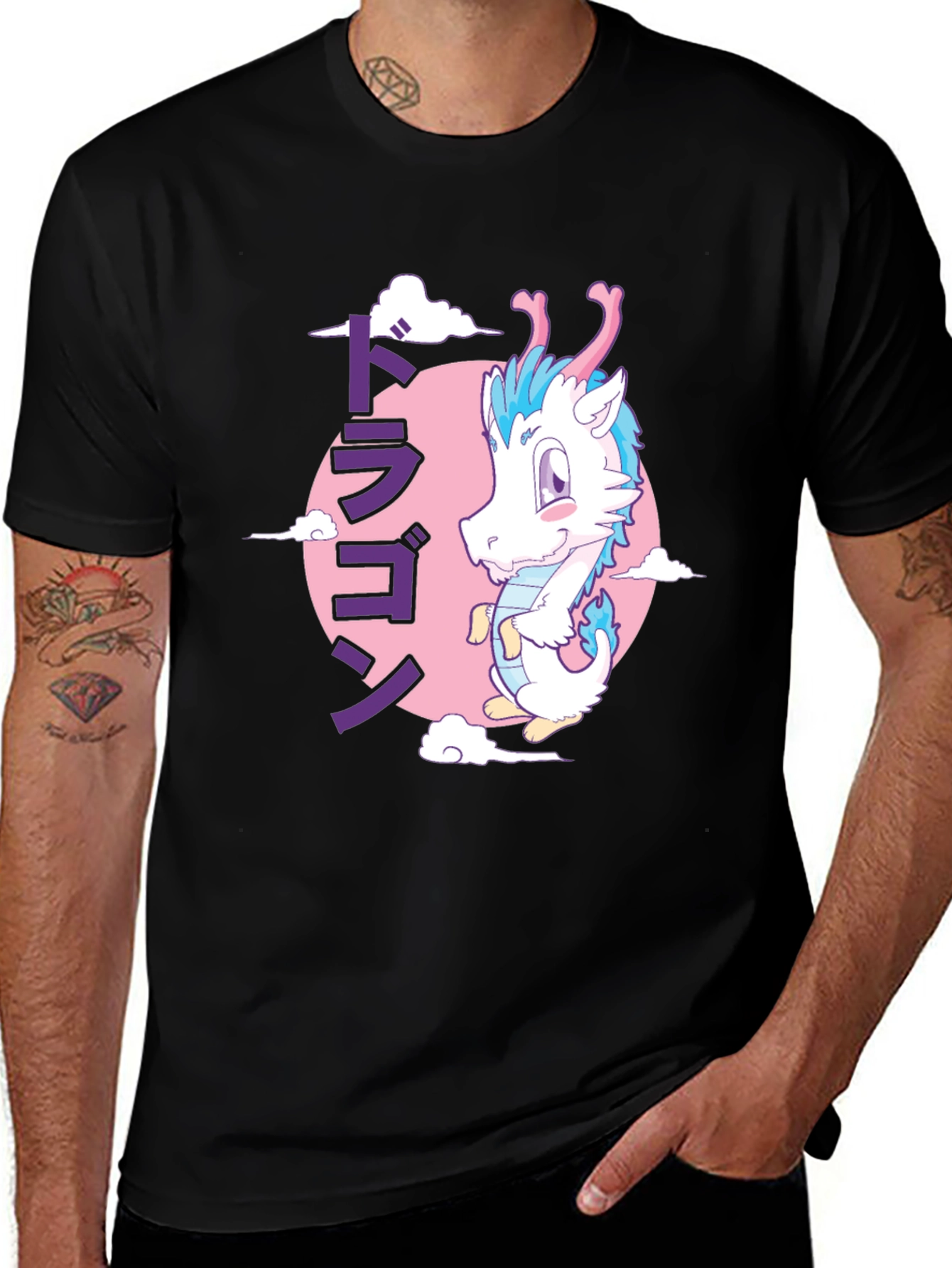 Variant 18 of Anime Dragon Graphic T-Shirt - Black