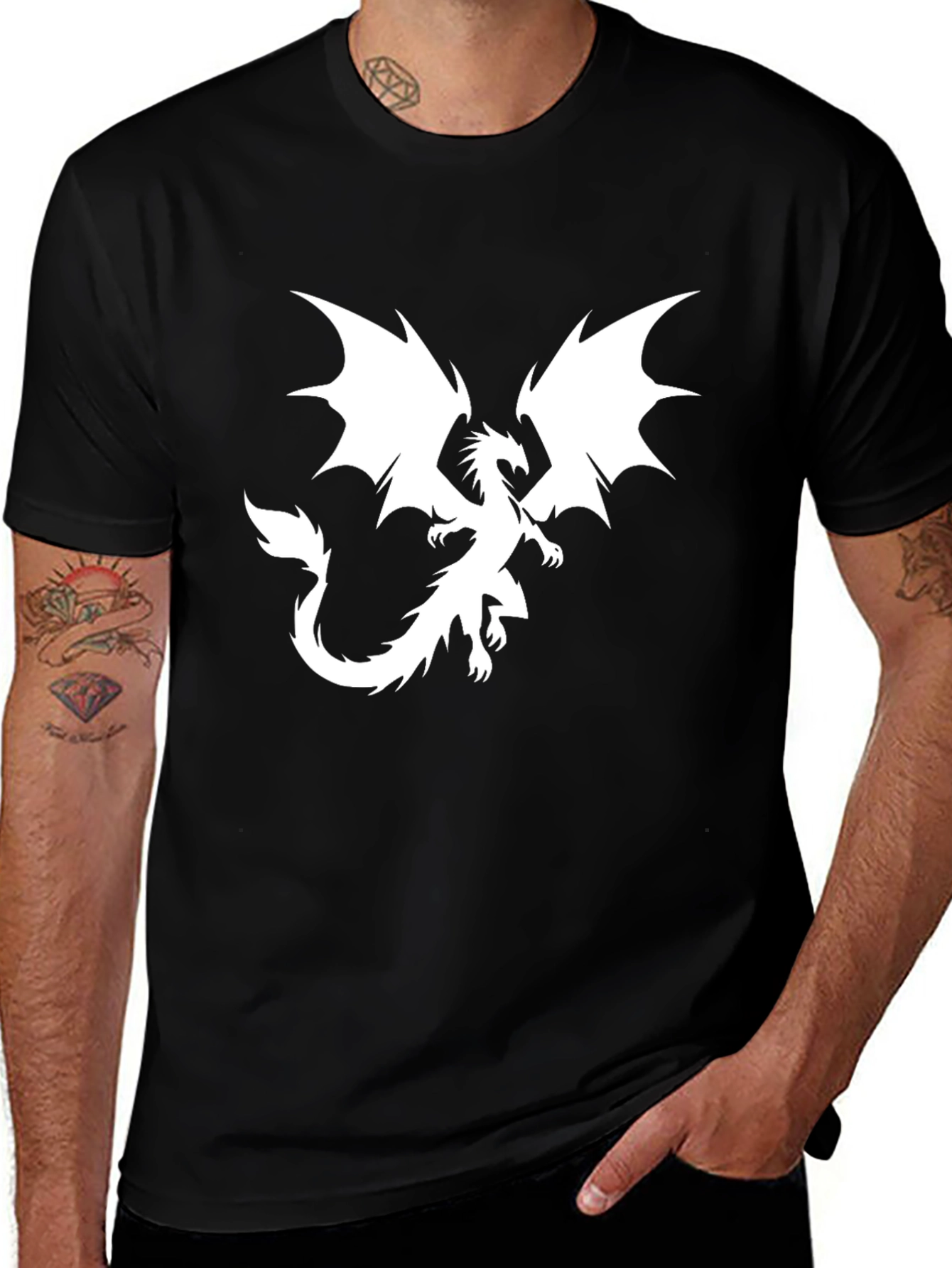 Variant 12 of Dragon Graphic Print T-Shirt - Black