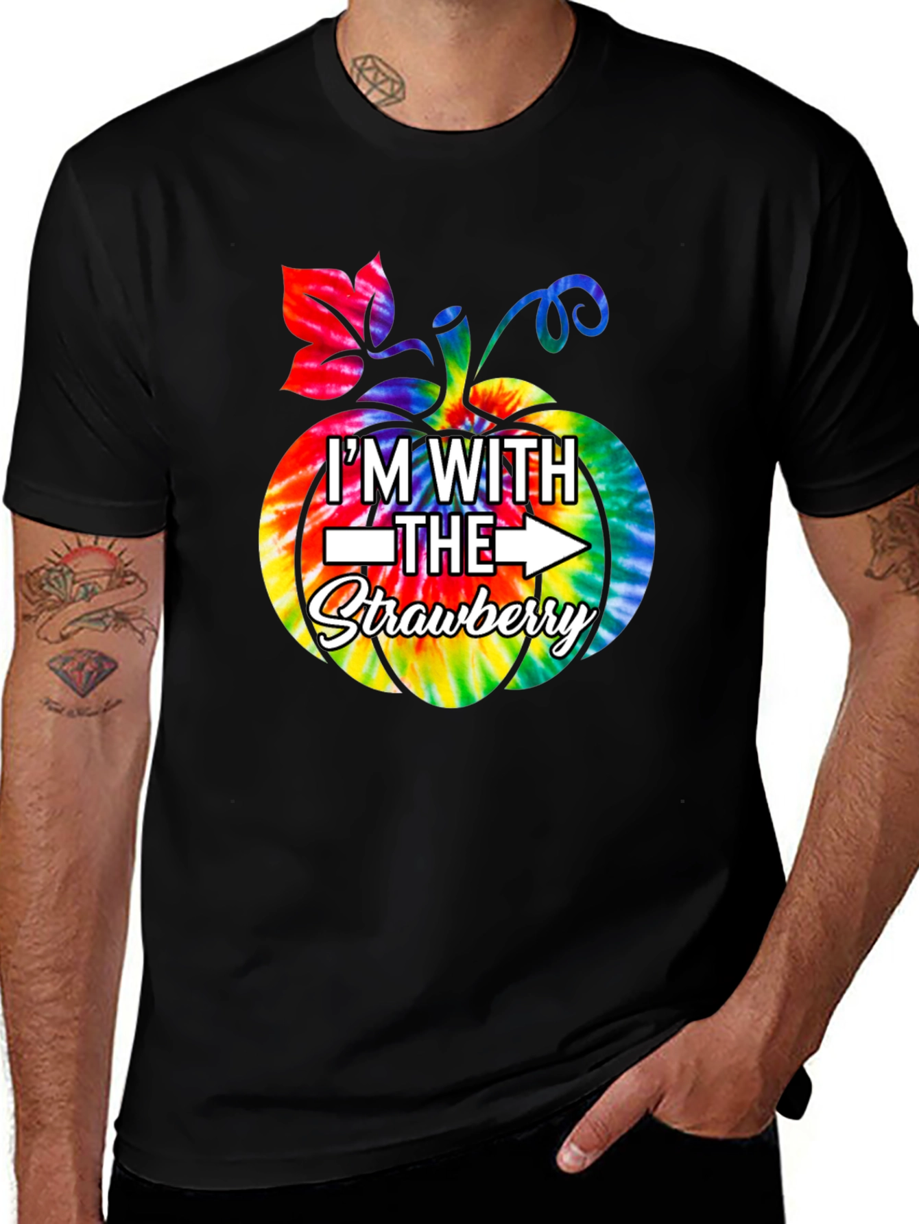Variant 15 of I'm With the Strawberry Tie Dye Pumpkin T-Shirt