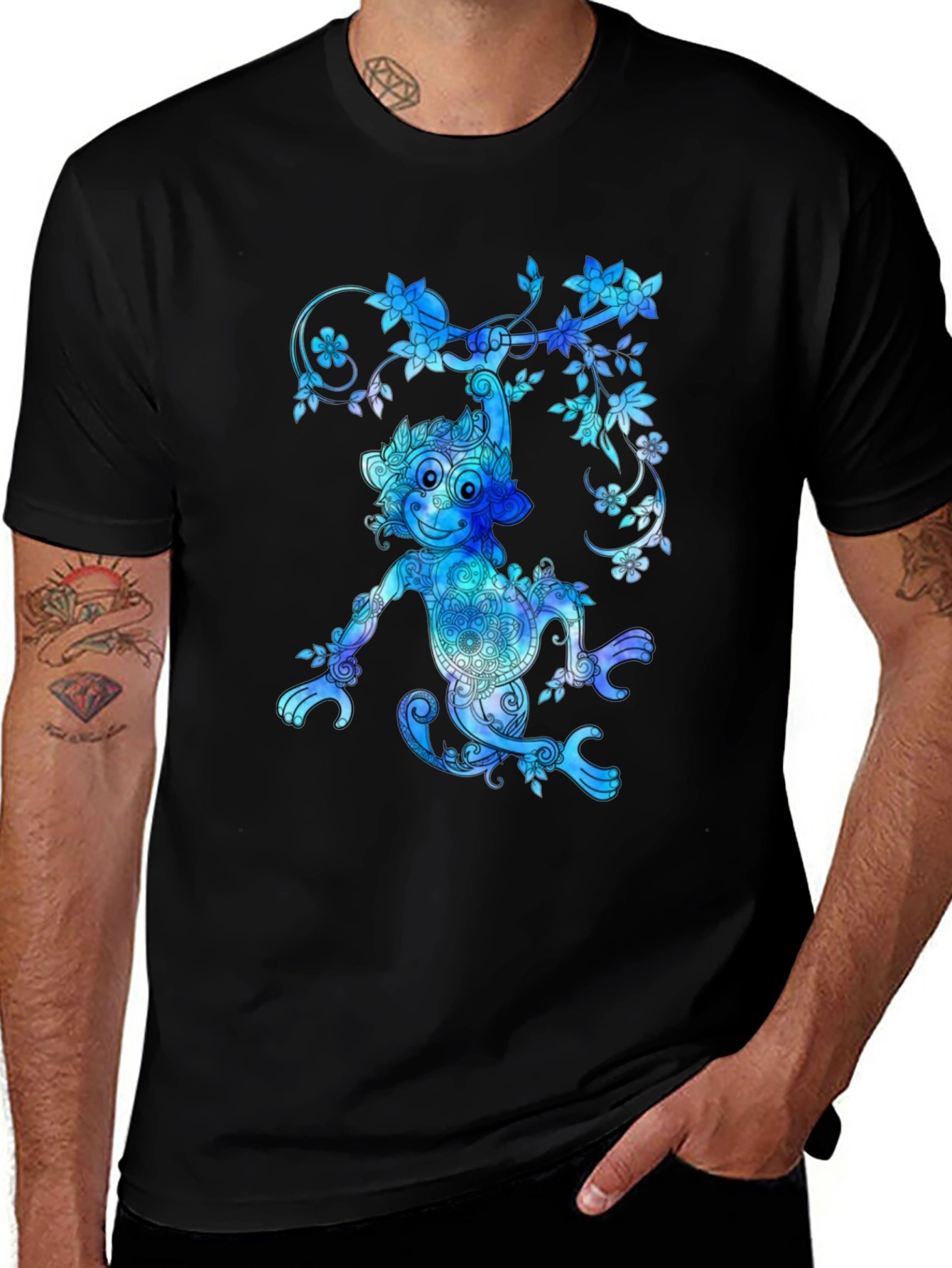 Variant 21 of Blue Monkey Mandala Tee