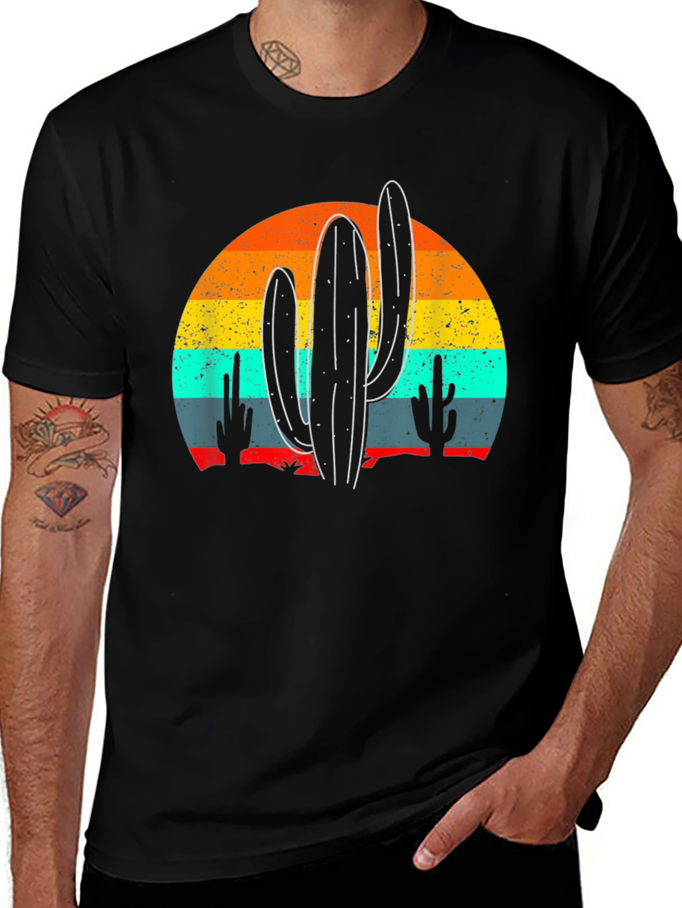 Variant 8 of Retro Cactus Graphic Tee - Desert Sunset Vibes