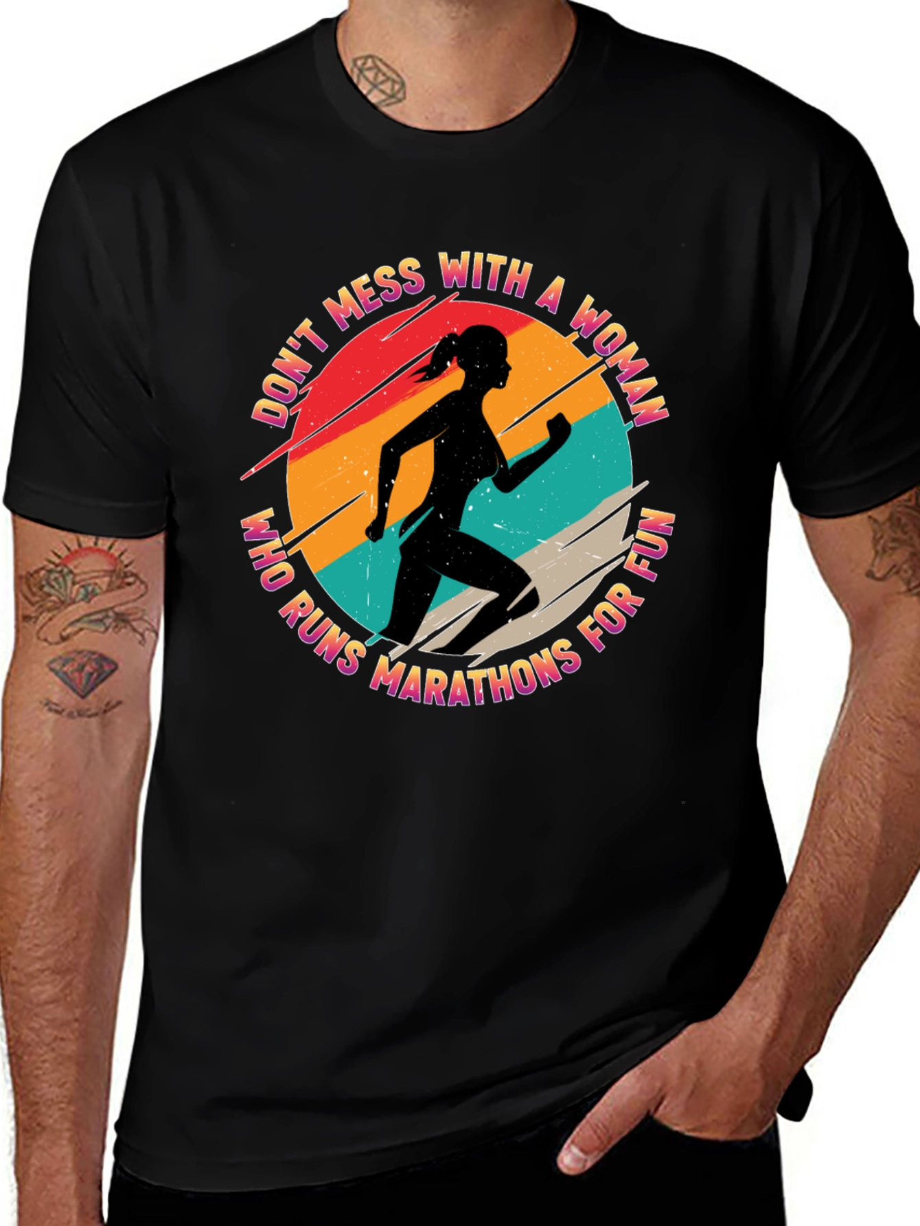 Variant 24 of Don't Mess With A Woman Marathon Runner T-Shirt