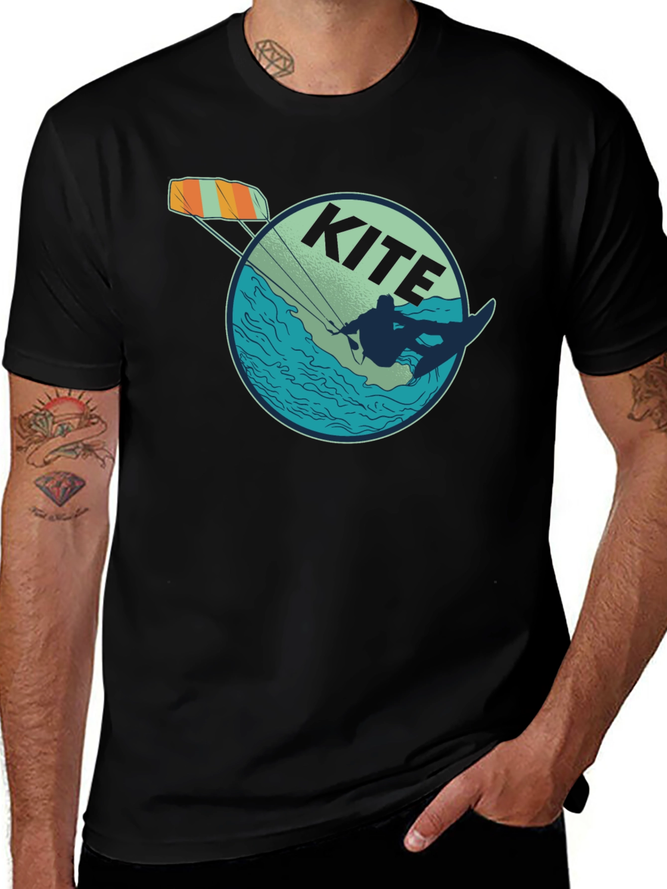 Variant 28 of Kiteboarding T-Shirt - Black Graphic Tee