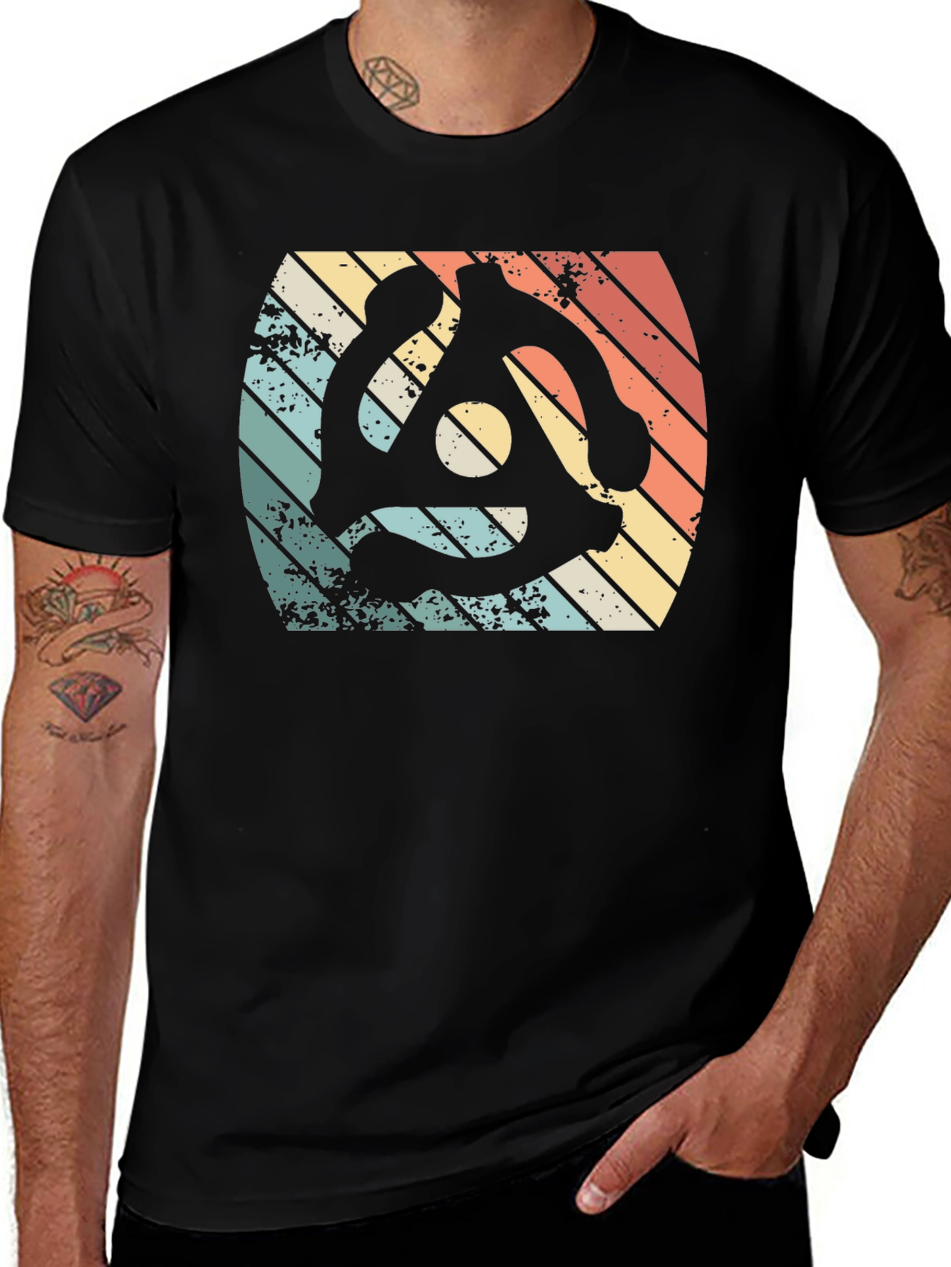 Variant 28 of Retro Record Adapter Graphic Tee - Black