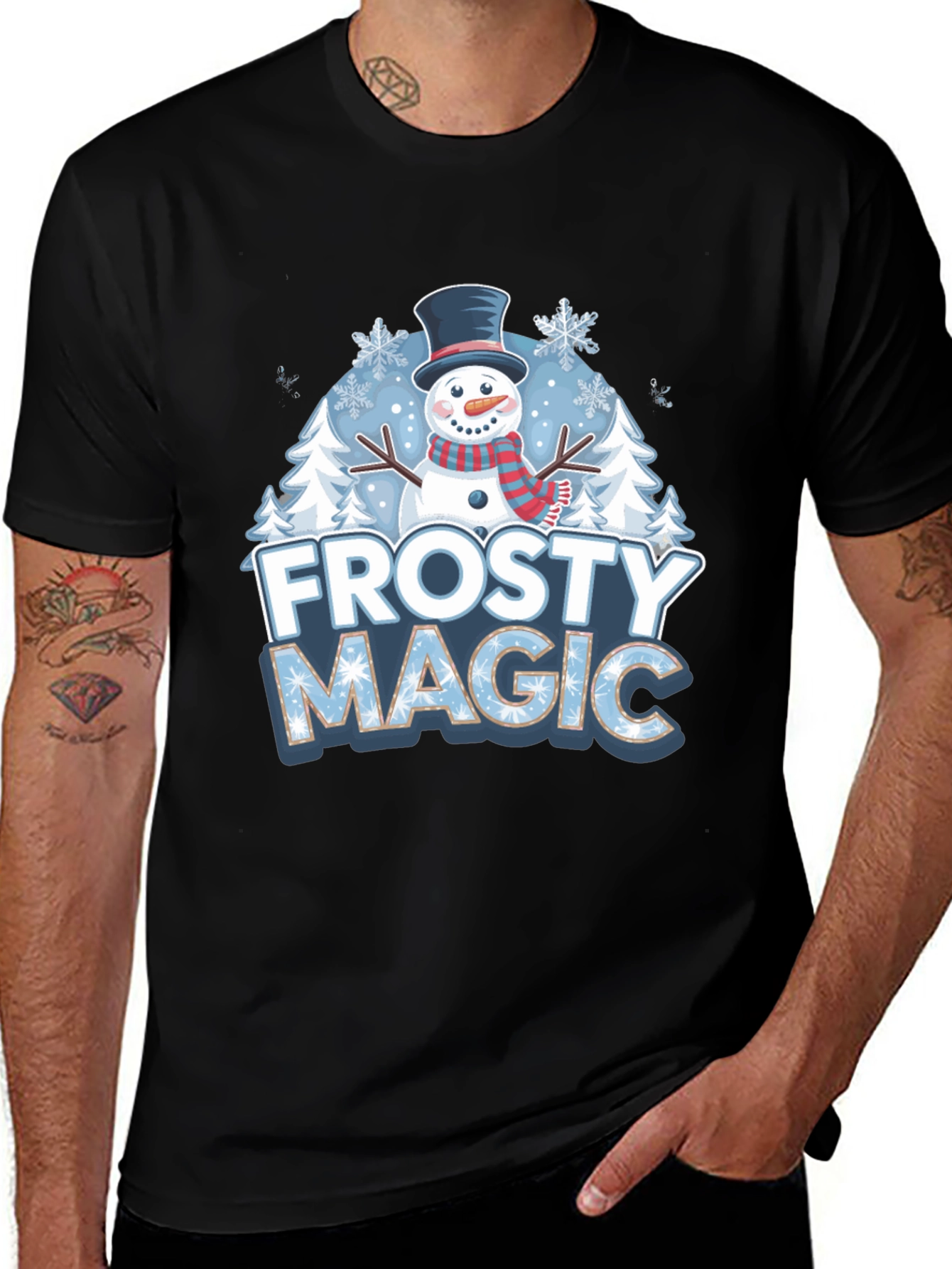 Variant 13 of Frosty Magic Snowman Holiday T-Shirt