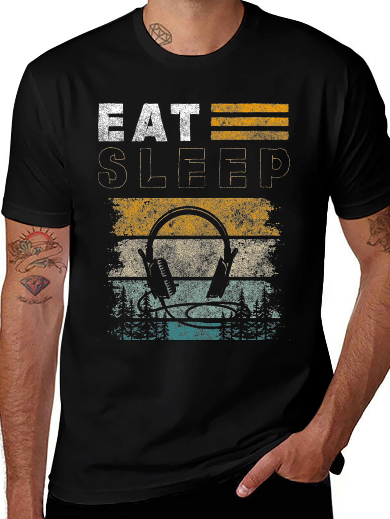 Variant 24 of Eat Sleep Music Headphones Graphic Tee
