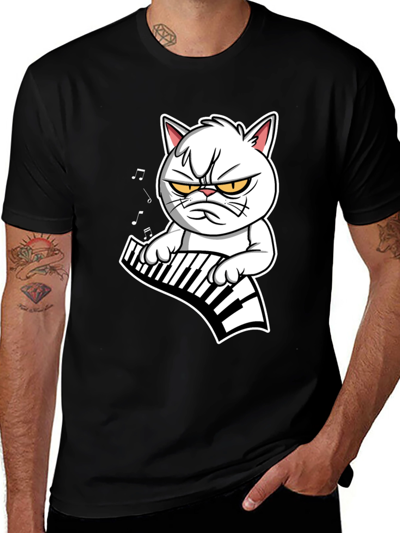 Variant 27 of Grumpy Cat Keyboardist Black T-Shirt