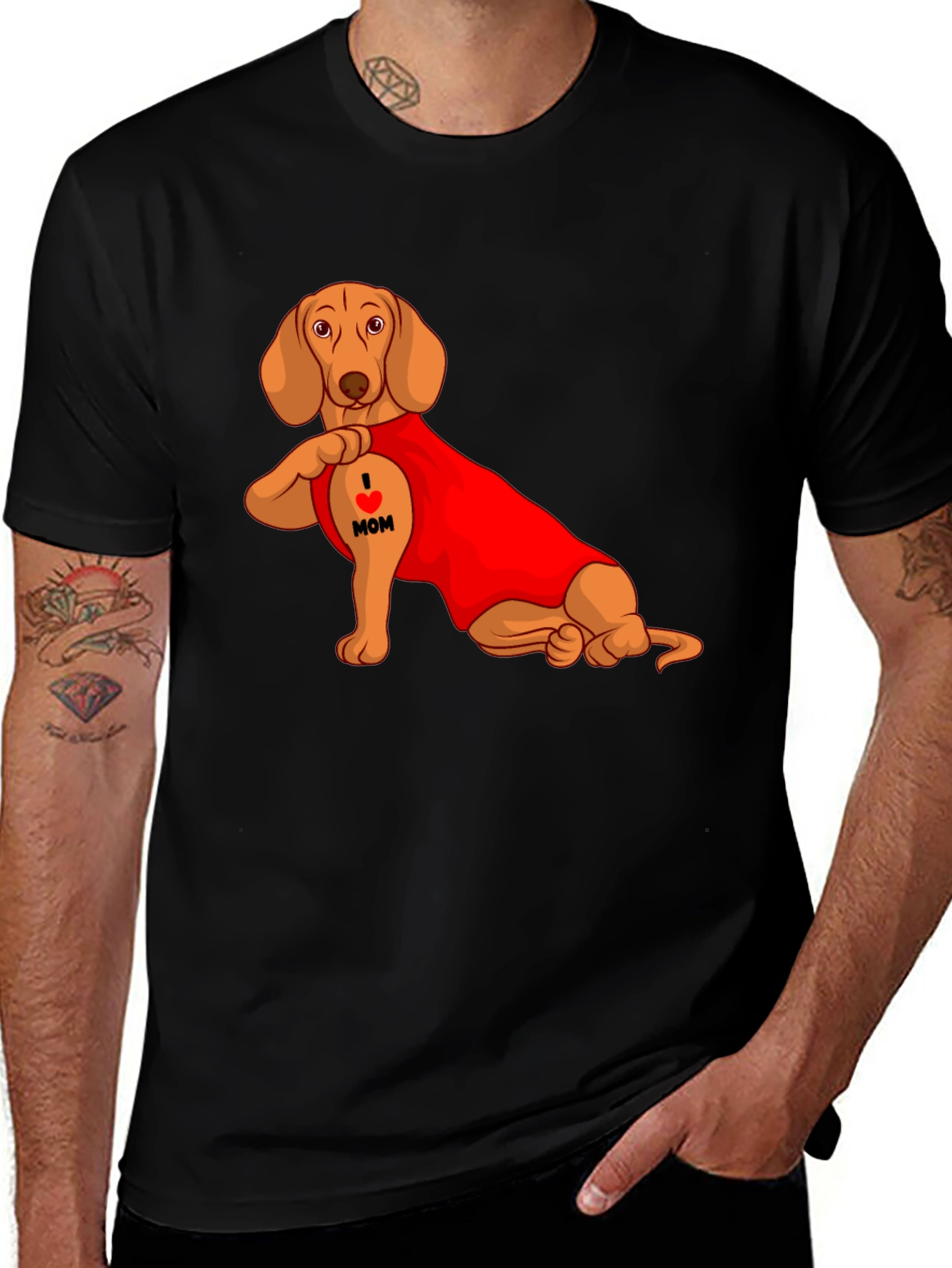 Variant 18 of I Love Mom Dachshund T-Shirt - Cute Dog Design