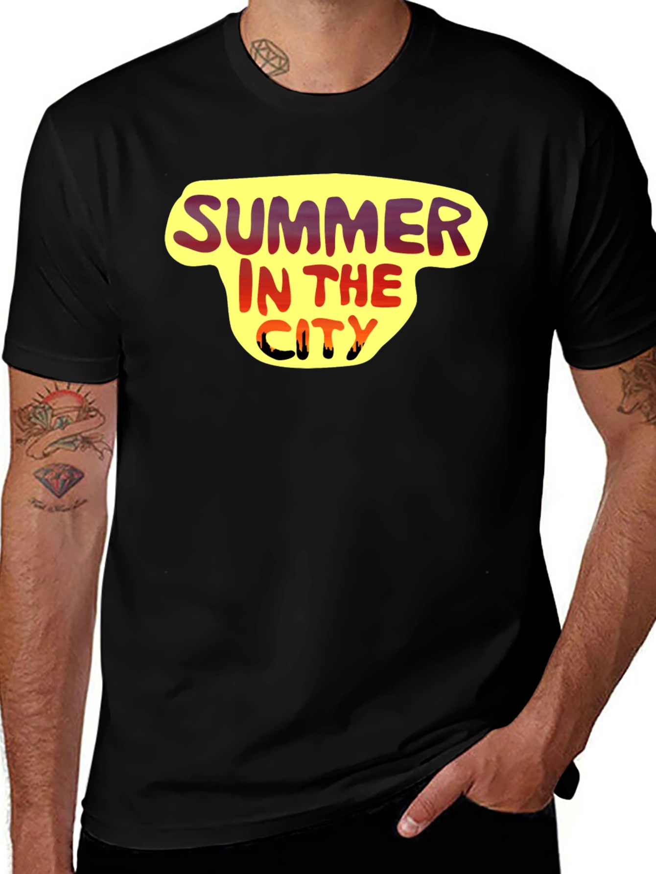 Variant 29 of Summer in the City Graphic Tee - Black Cotton T-Shirt