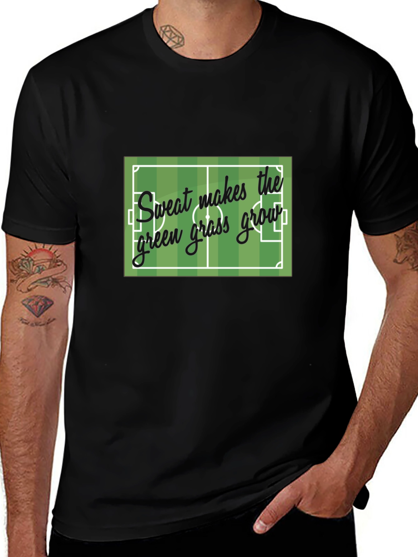 Soccer Field "Sweat Makes the Green Grass Grow" T-Shirt