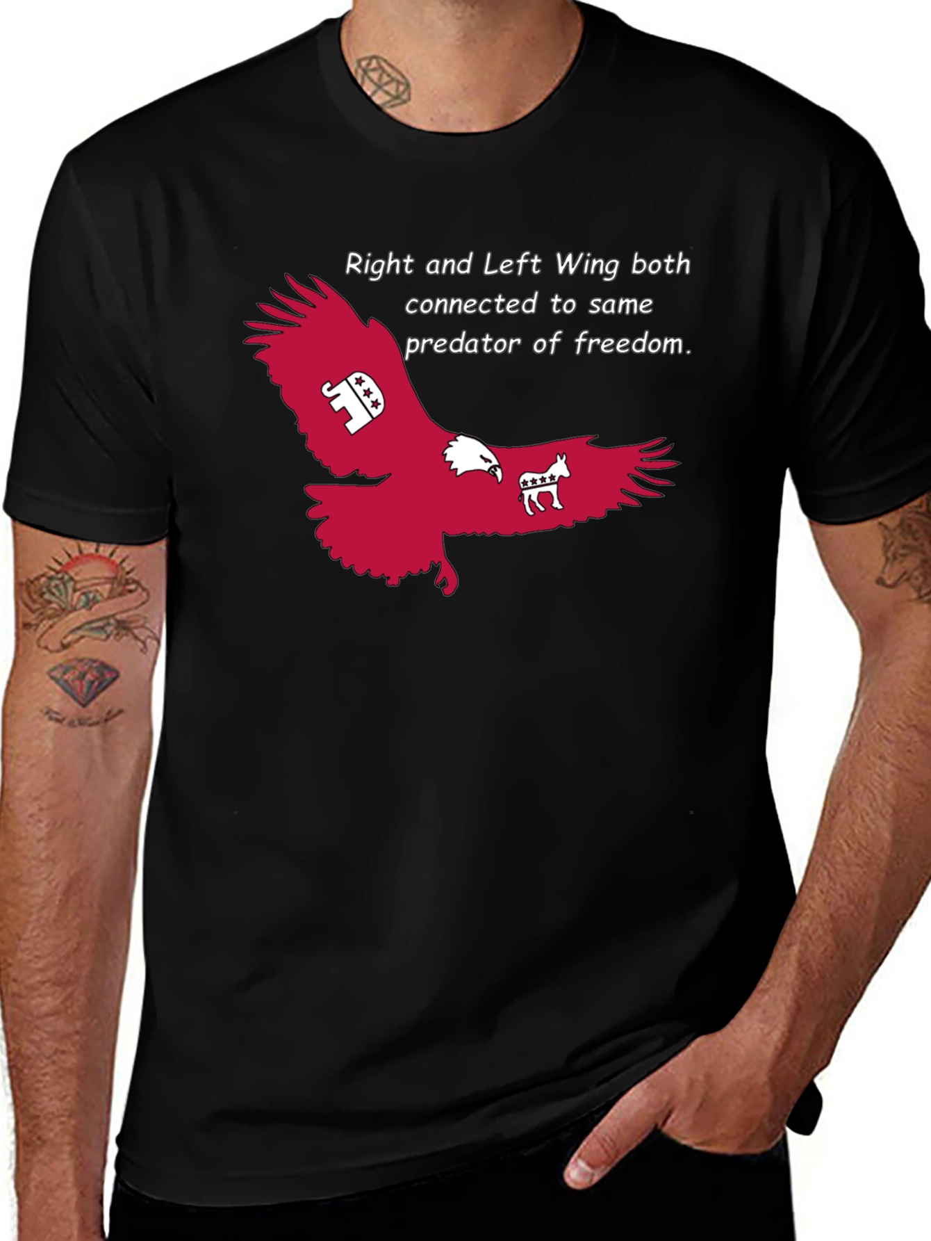 Variant 19 of Political Statement T-Shirt: Right and Left Wing Eagle Design