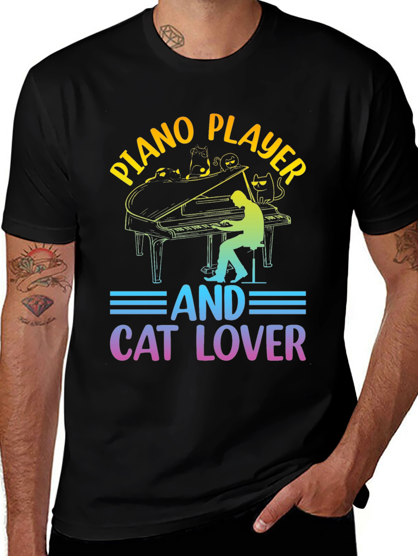 Variant 7 of Piano Player Cat Lover T-Shirt - Music & Feline Fun