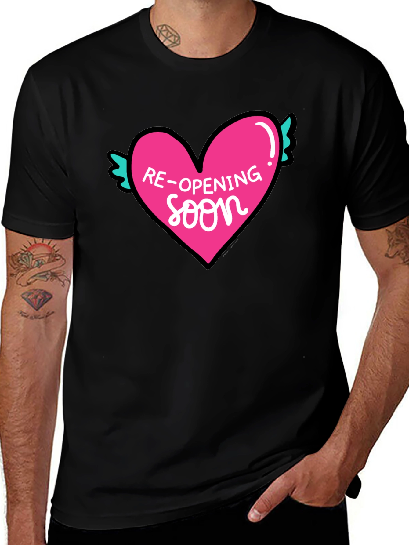 Variant 28 of Re-Opening Soon Heart Graphic Tee - Black