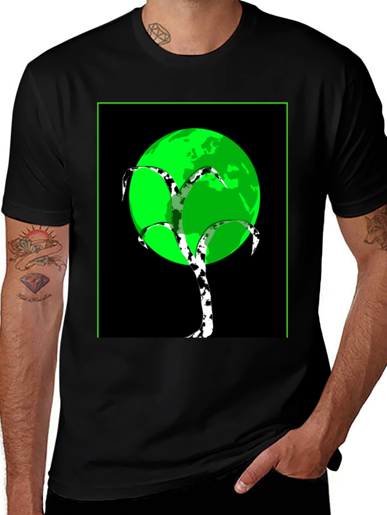 Modern Tree Design T-Shirt - Black Tee