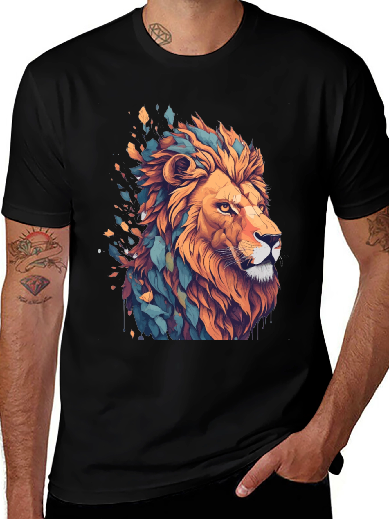 Black Lion Graphic Tee - Stylish Men's Black T-Shirt main image