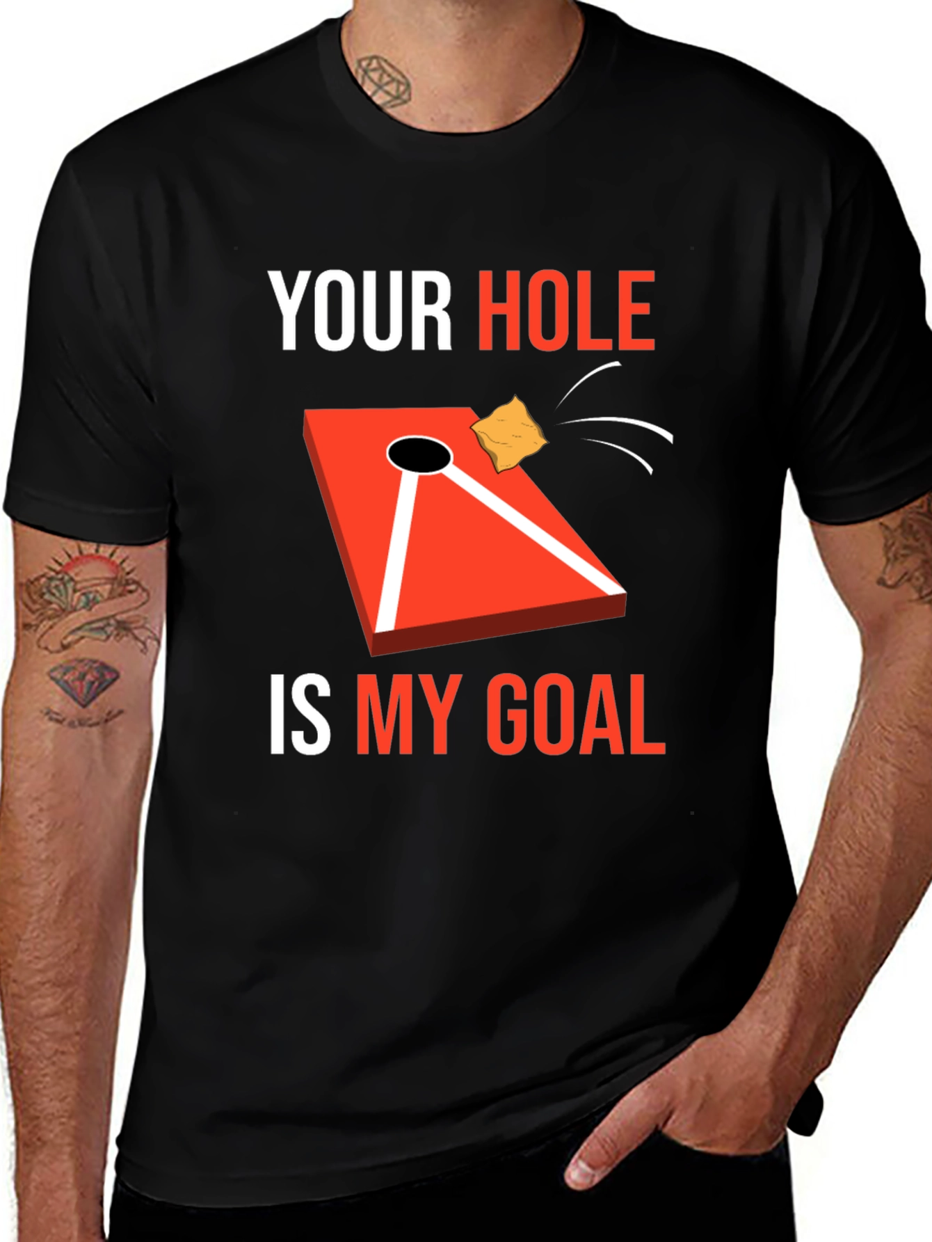 Variant 3 of Your Hole Is My Goal T-Shirt Cornhole Tee