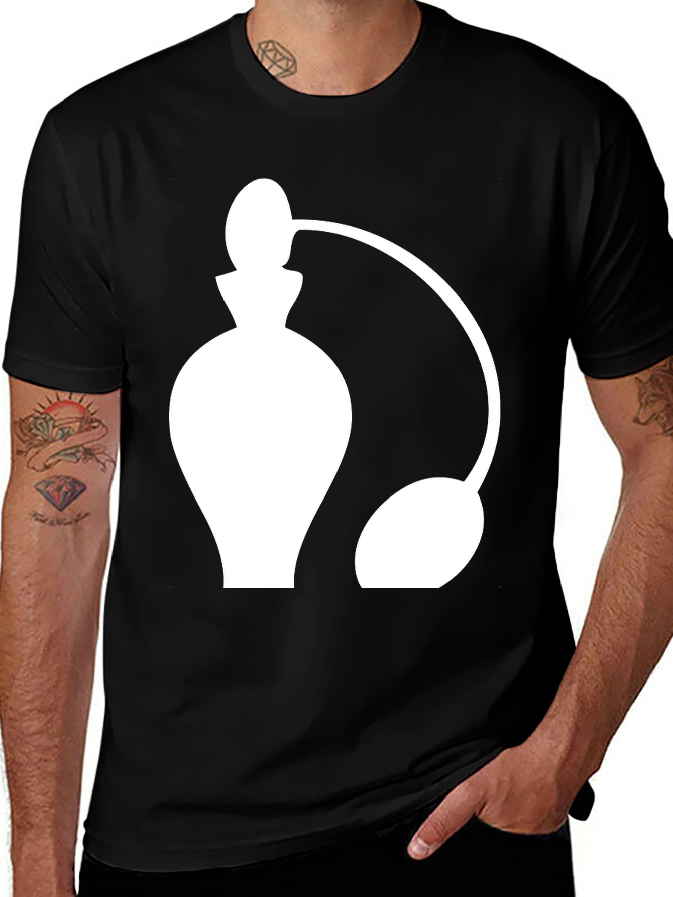 Black Perfume Atomizer Graphic Tee - Stylish Black T-Shirt main image