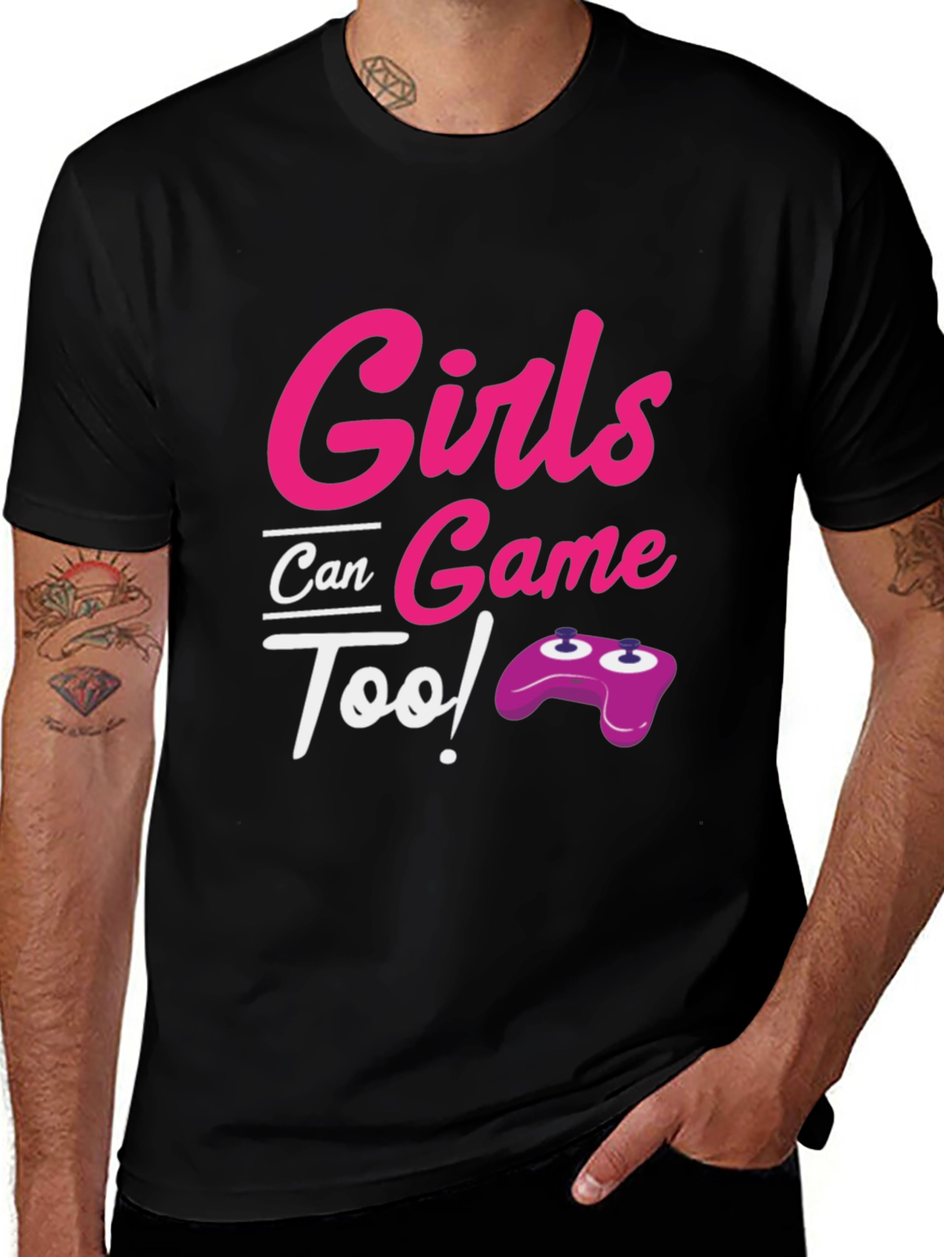Variant 29 of Girls Can Game Too! Graphic Tee - Gamer T-Shirt