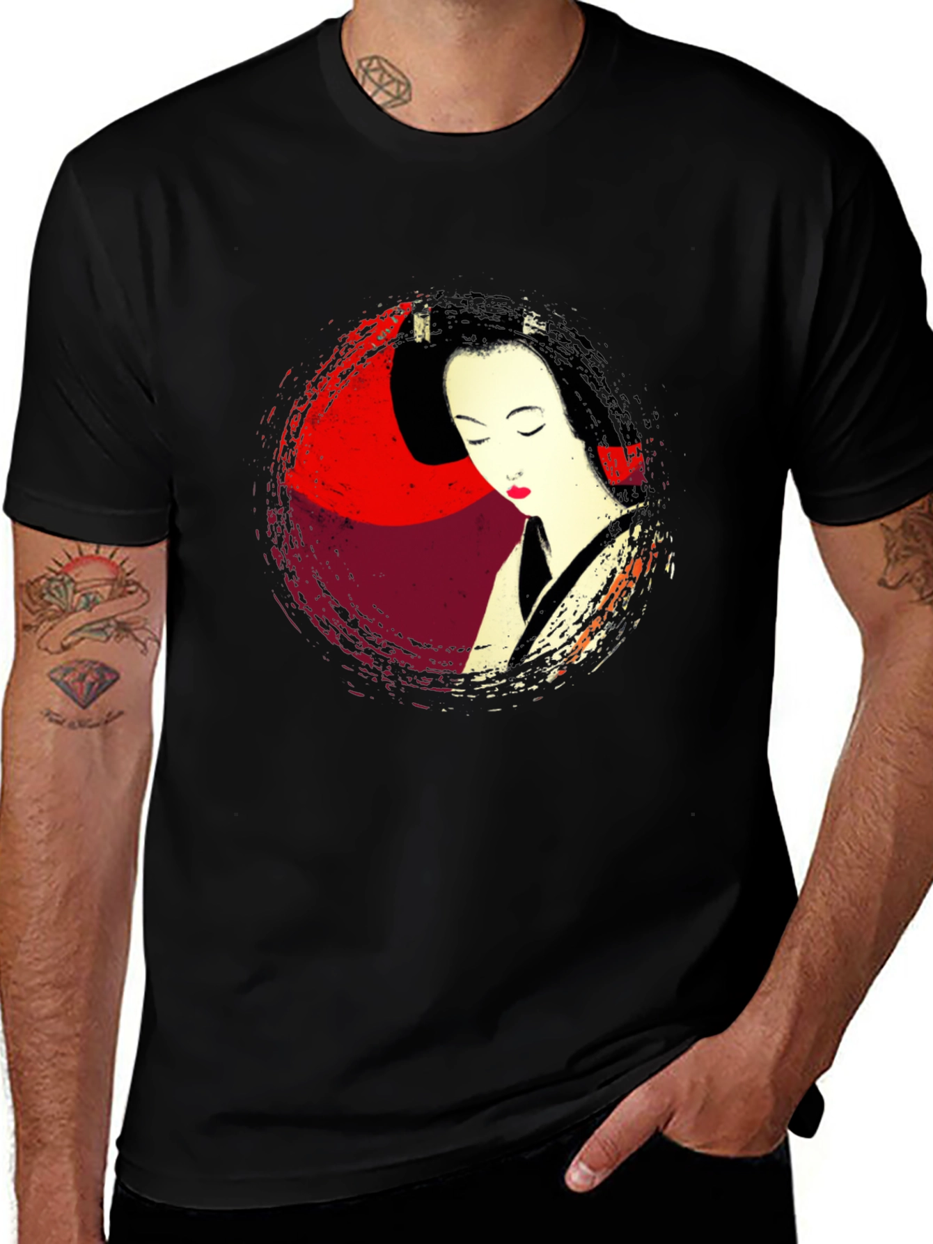 Variant 27 of Geisha Graphic Print Men's T-Shirt