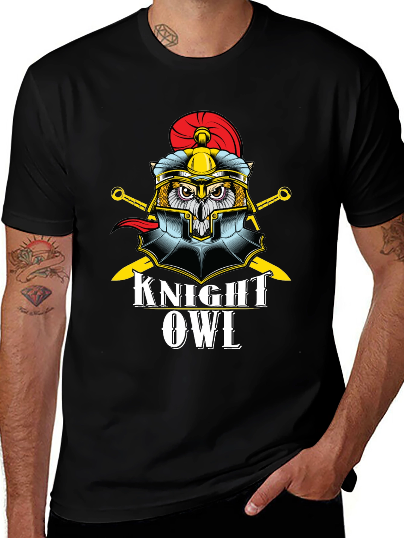 Knight Owl Graphic T-Shirt - Cool Warrior Design