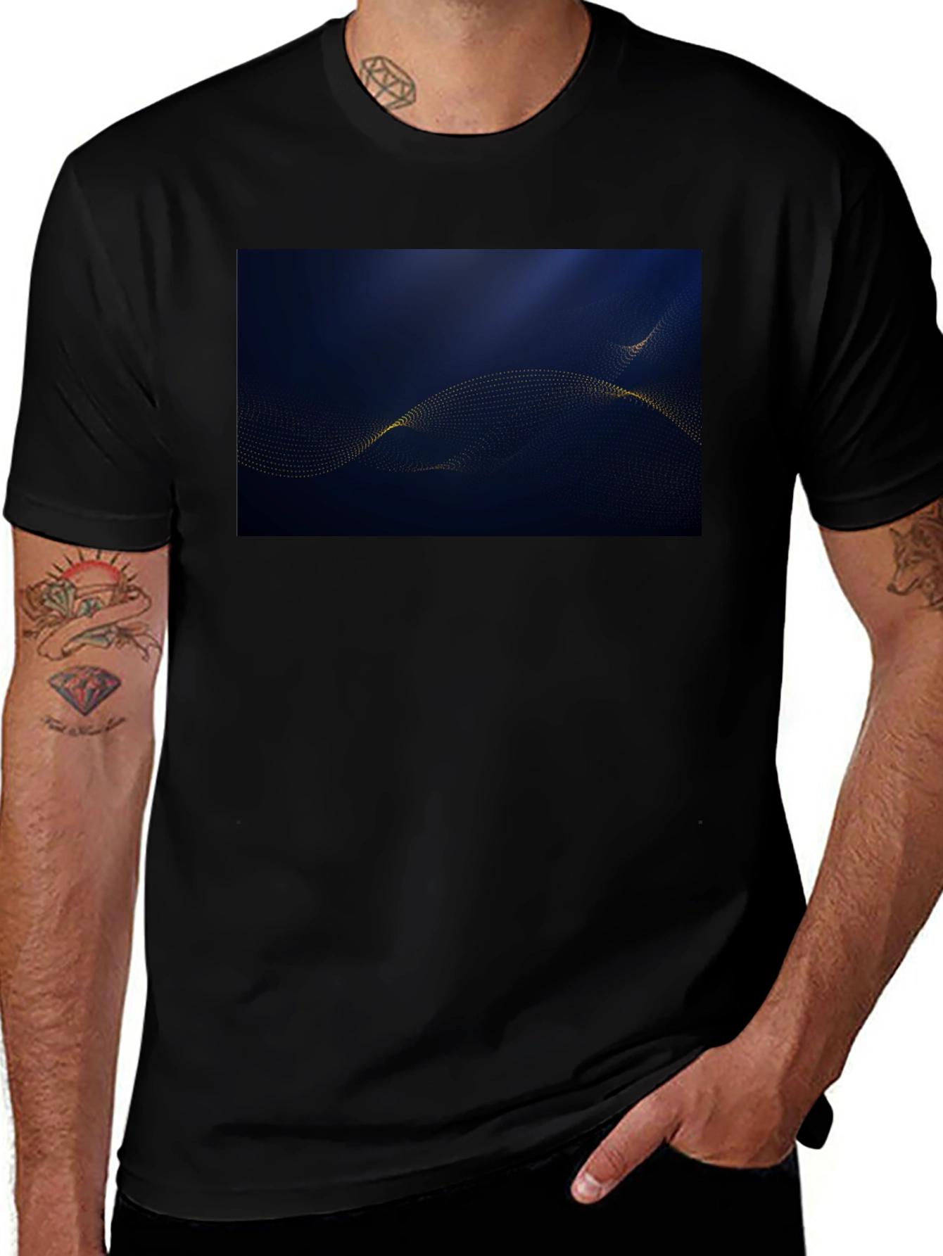 Variant 13 of Modern Abstract Wave Design Black T-Shirt