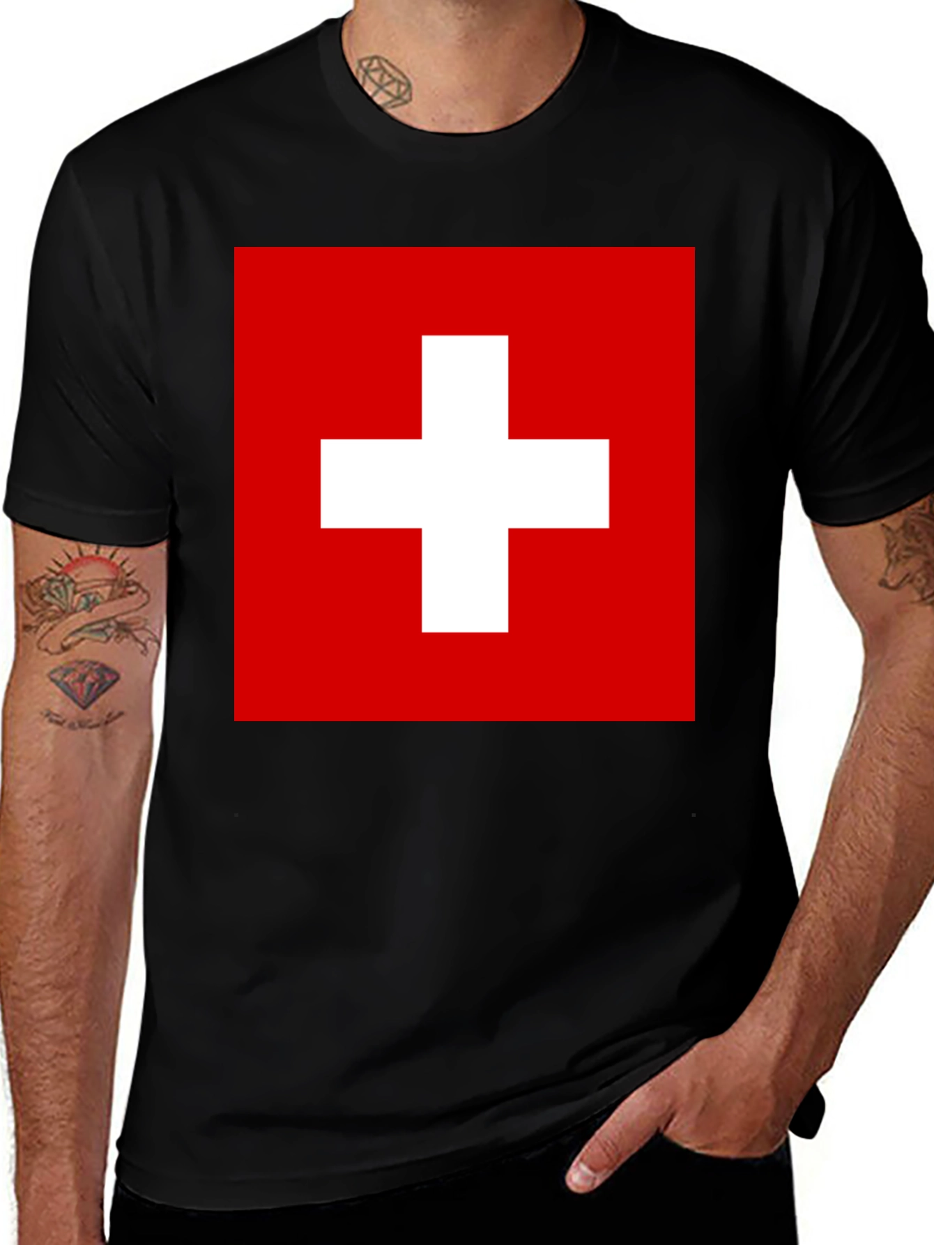 Black Switzerland Flag T-Shirt main image