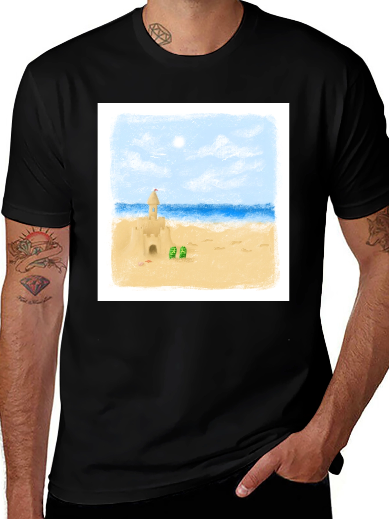 Variant 12 of Sandcastle Beach Day T-Shirt - Black