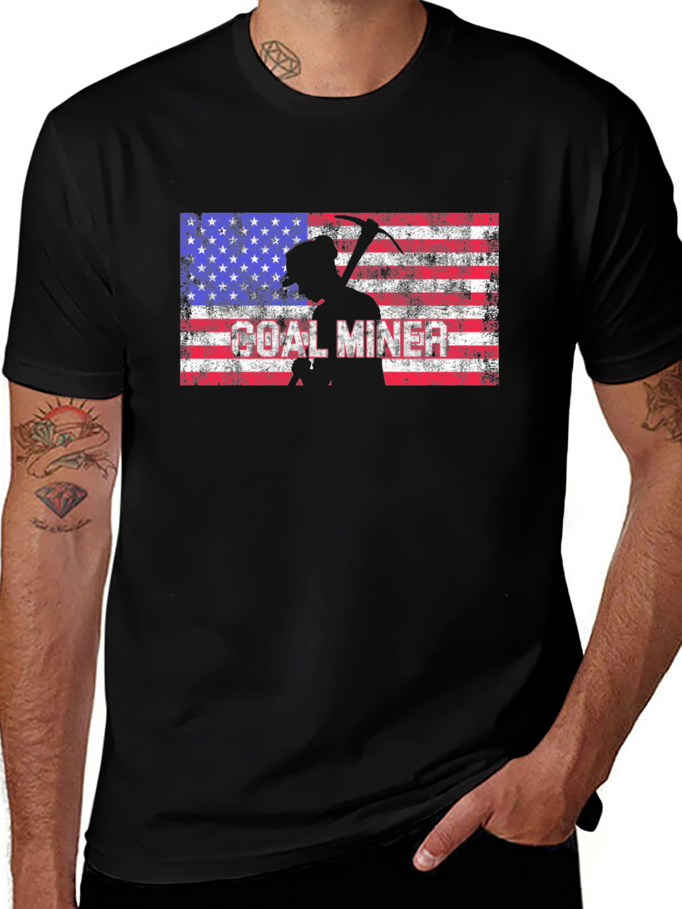 Variant 22 of Coal Miner American Flag Graphic T-Shirt
