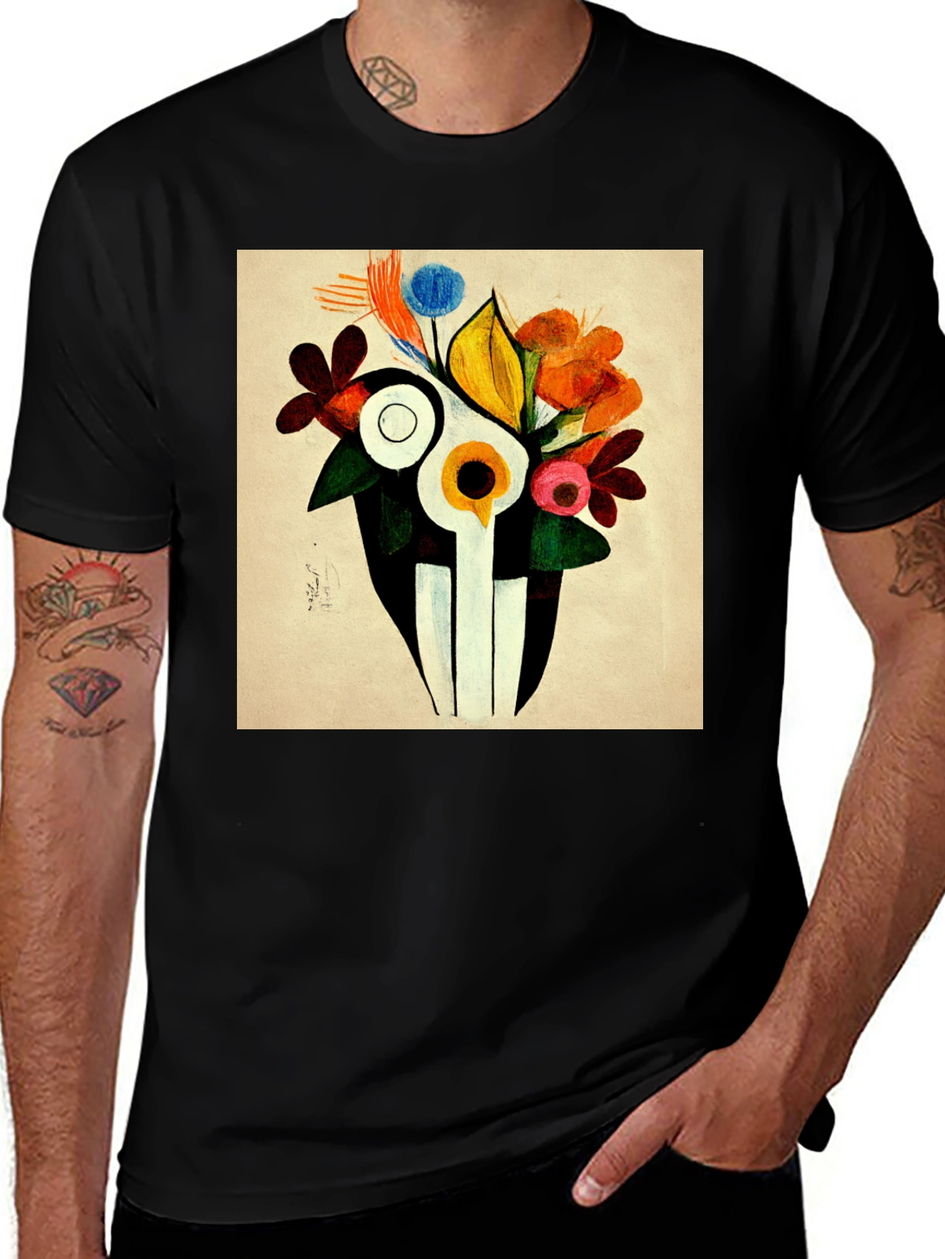Variant 21 of Abstract Floral Graphic Tee - Modern Art Shirt