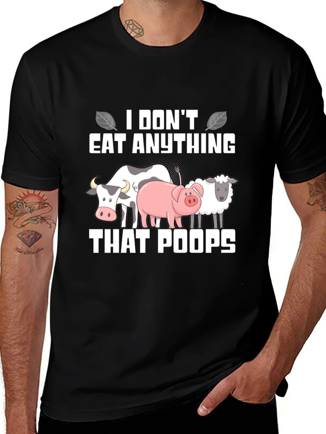 Variant 21 of Vegan Humor T-Shirt - I Don't Eat Anything That Poops