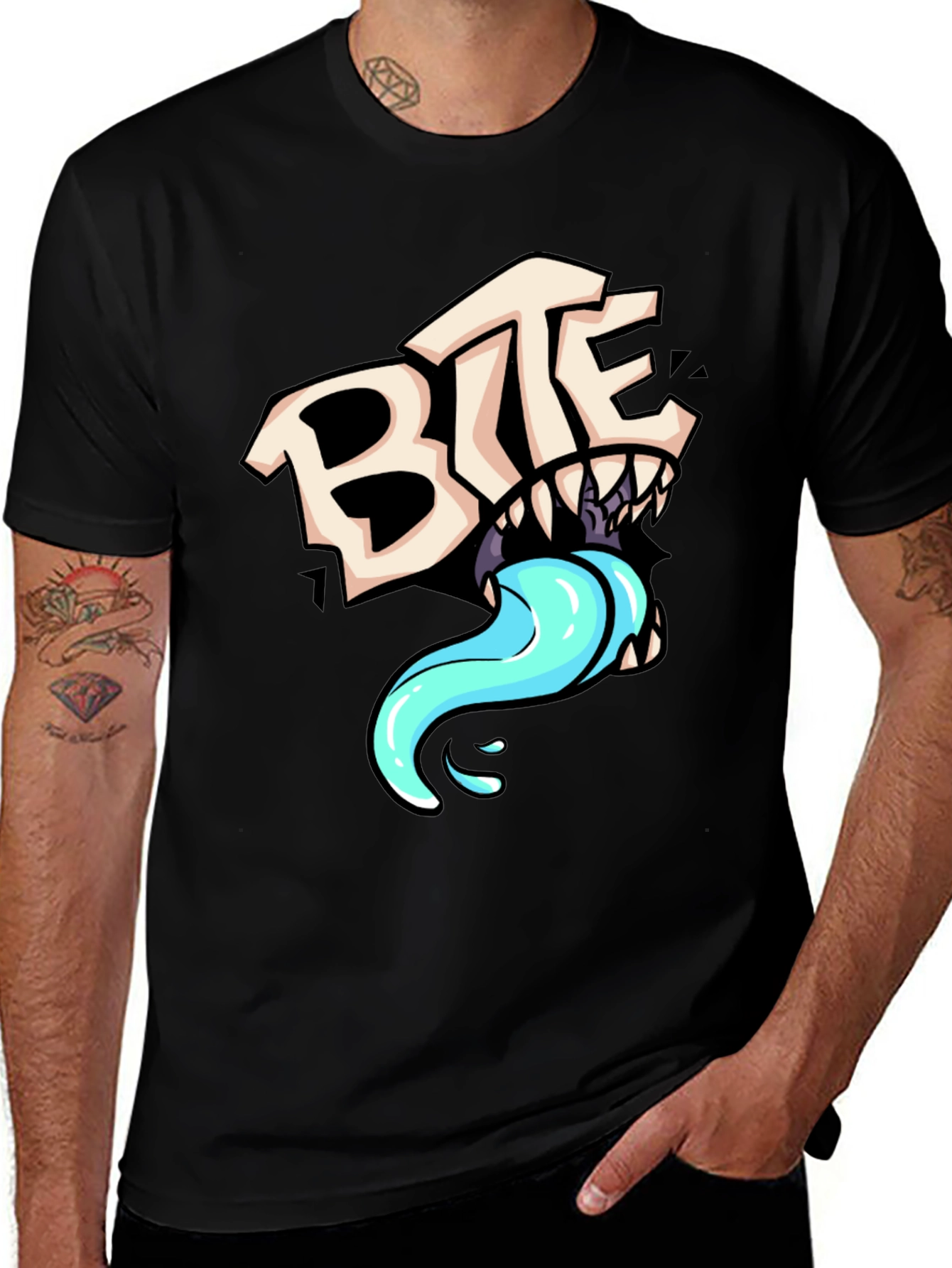 Variant 24 of BITE Graphic Print Black T-Shirt