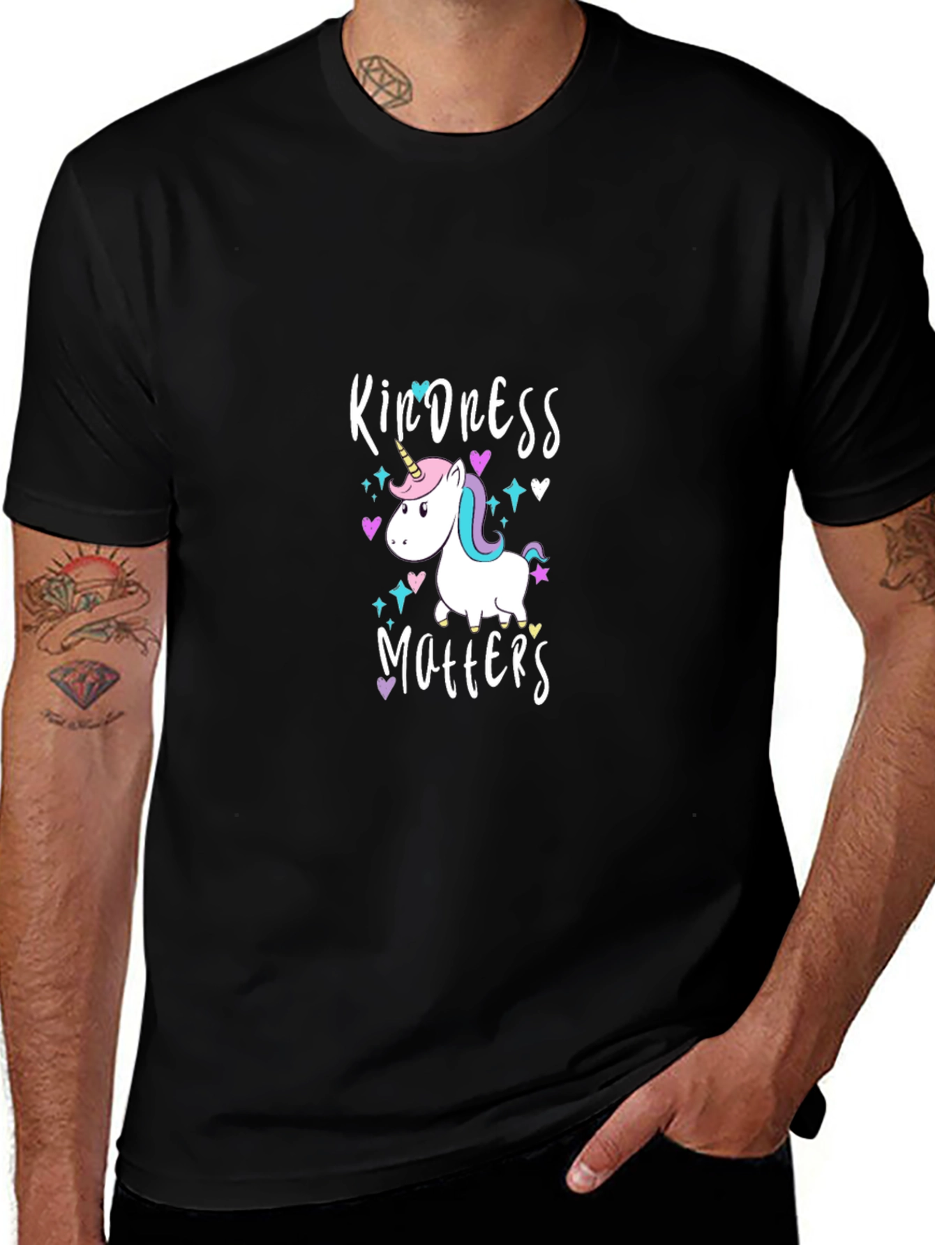 Variant 6 of Kindness Matters Unicorn T-Shirt, Men's Black Tee