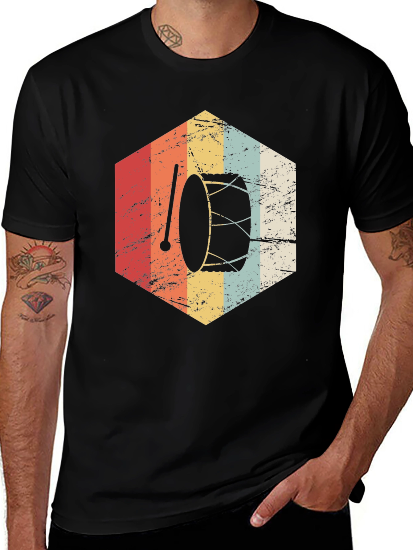 Variant 26 of Vintage Drum Graphic T-Shirt - Retro Music Tee