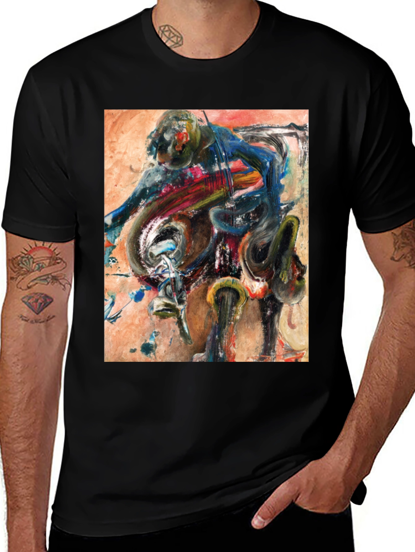 Variant 19 of Abstract Motorcycle Rider Graphic Tee