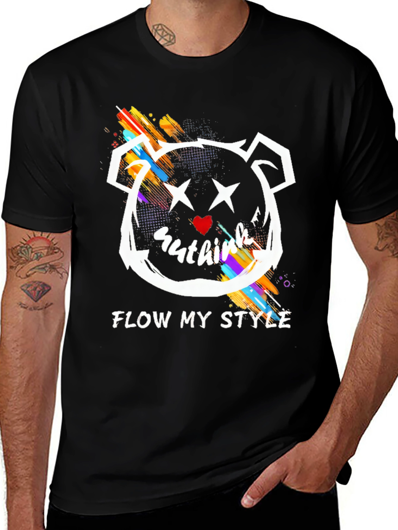 Variant 29 of Stylish Men's Black Graphic Tee: Rethink, Flow My Style