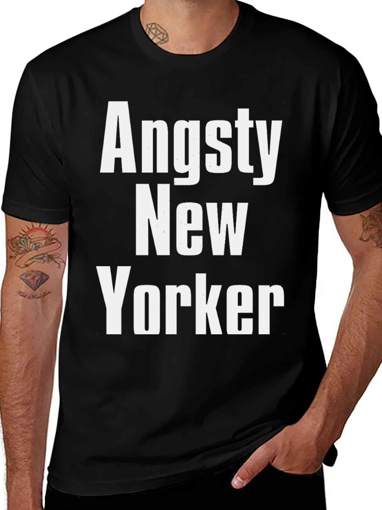 Variant 22 of Angsty New Yorker Graphic Tee - Black Cotton T-Shirt