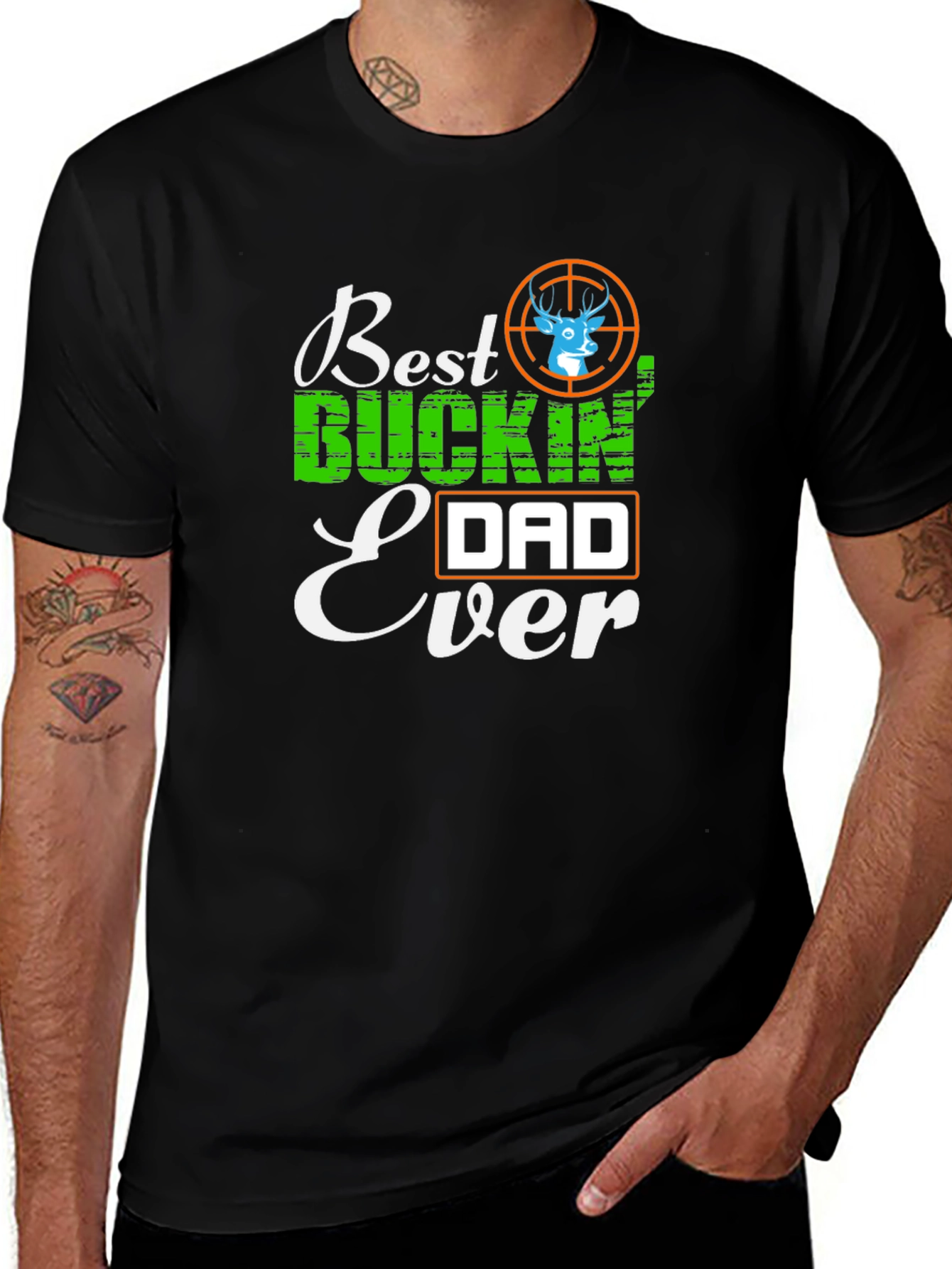 Best Buckin' Dad Ever Black T-Shirt