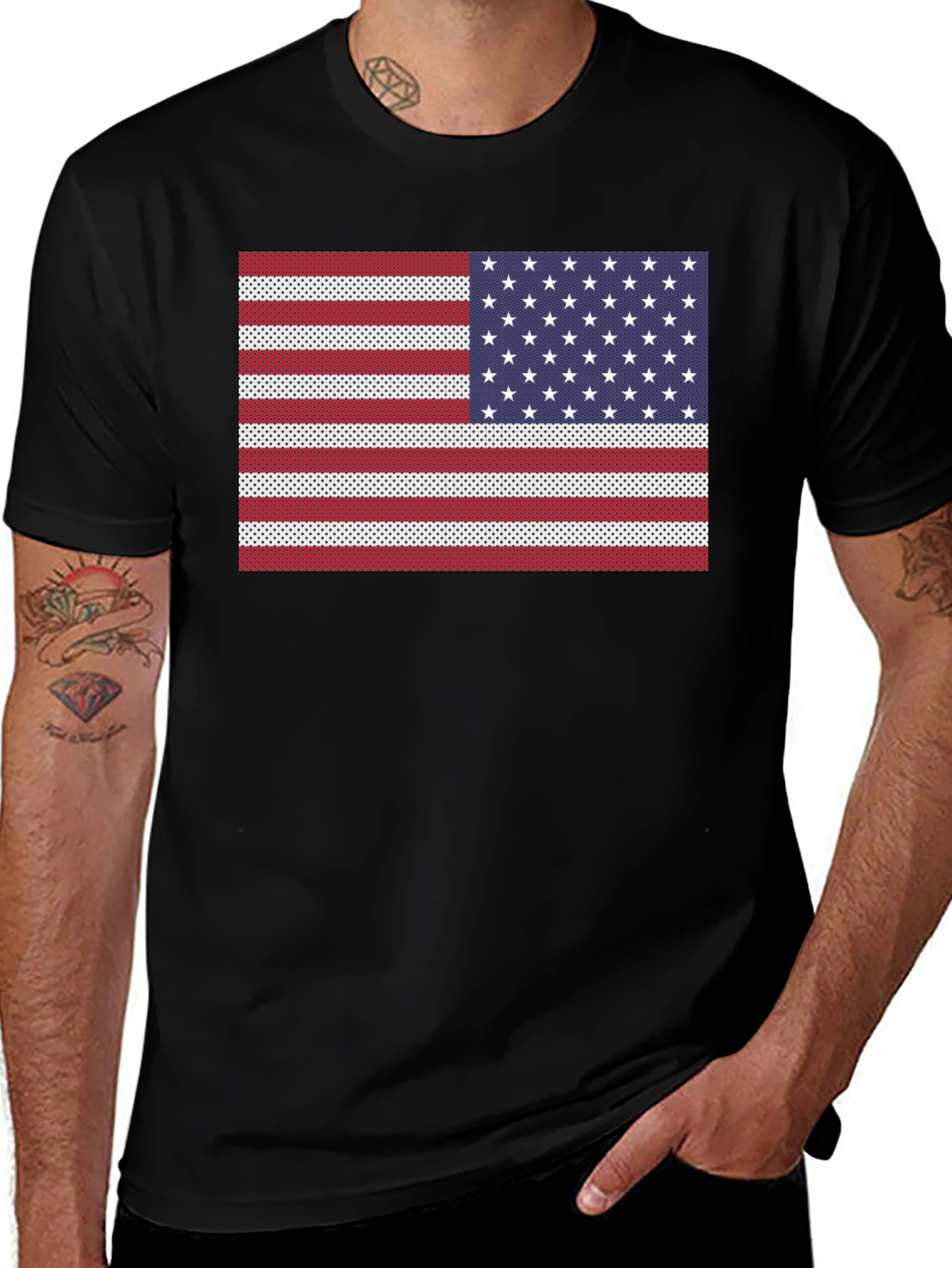 Variant 14 of American Flag Pixelated T-Shirt