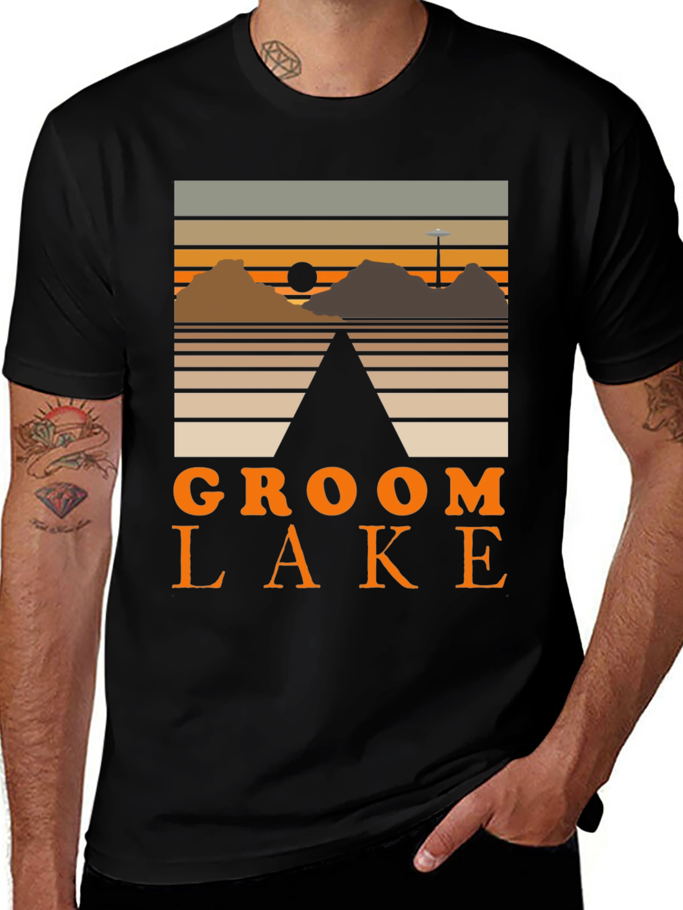 Groom Lake Graphic Tee - Retro Alien Conspiracy Shirt