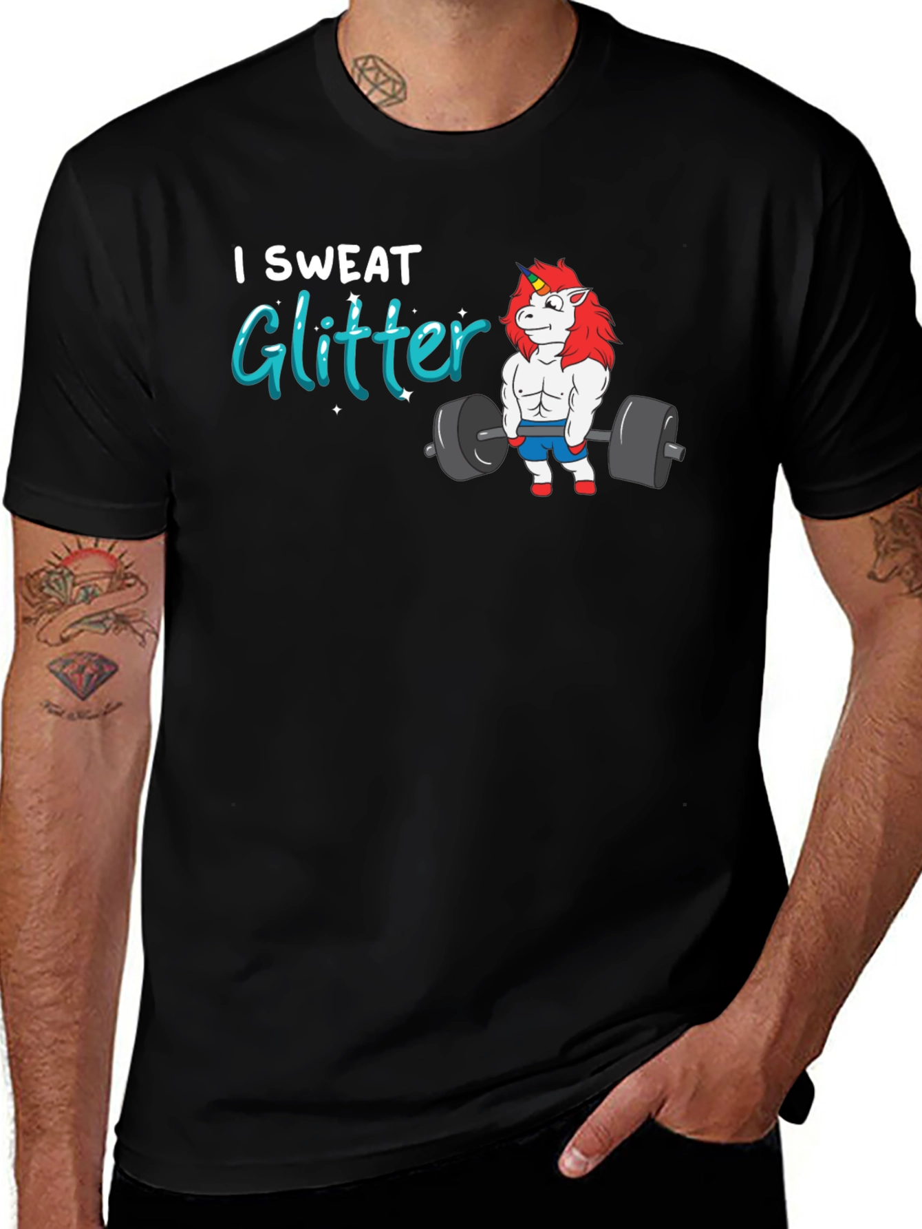 Variant 4 of I Sweat Glitter Unicorn Gym T-Shirt