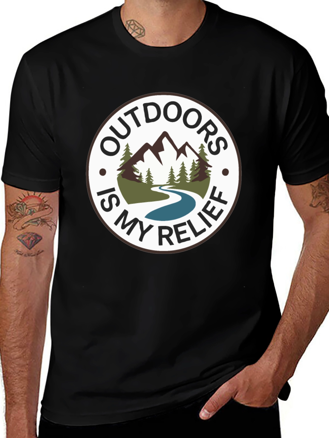 Outdoors is My Relief Graphic T-Shirt