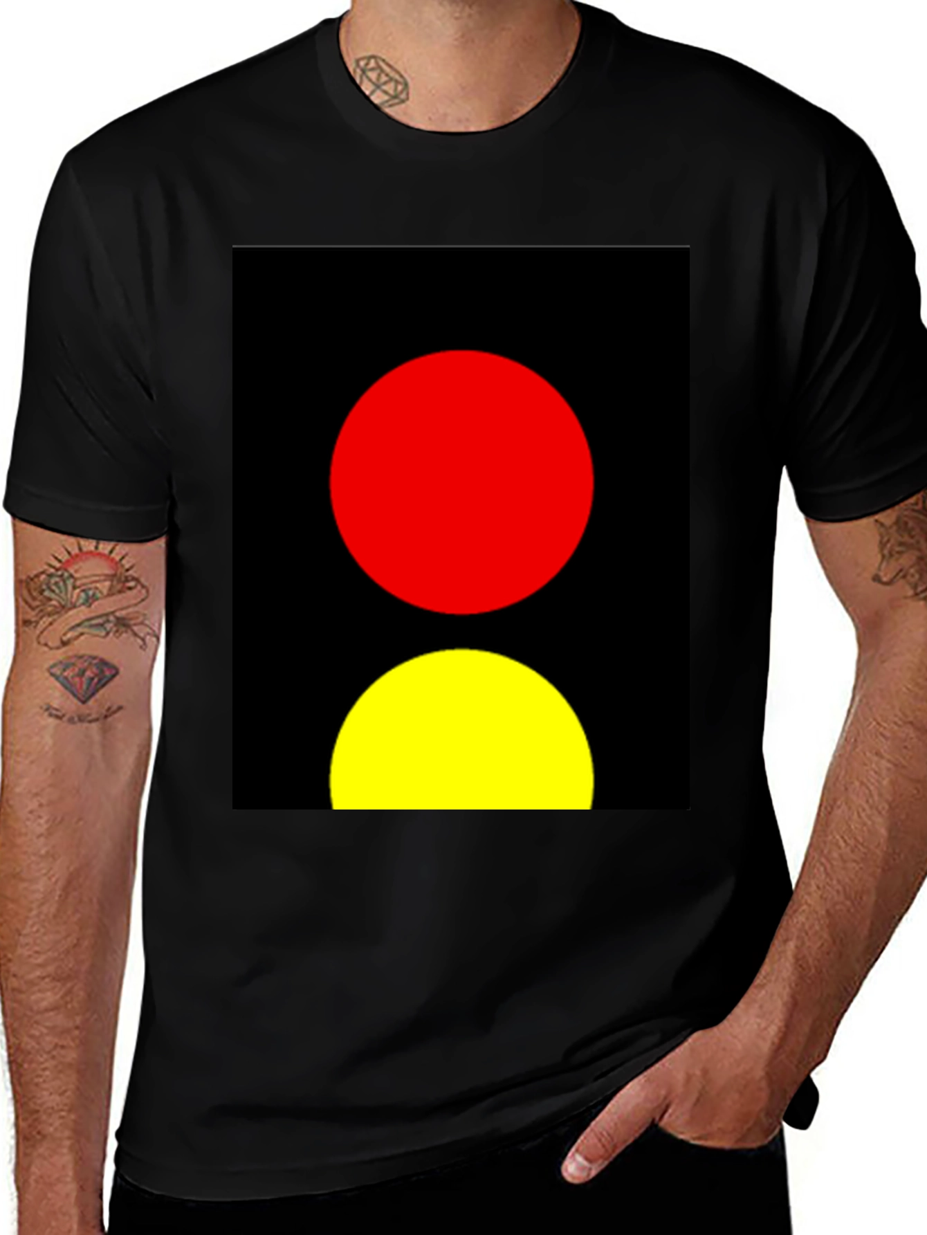 Variant 28 of Abstract Red and Yellow Circles Graphic Tee