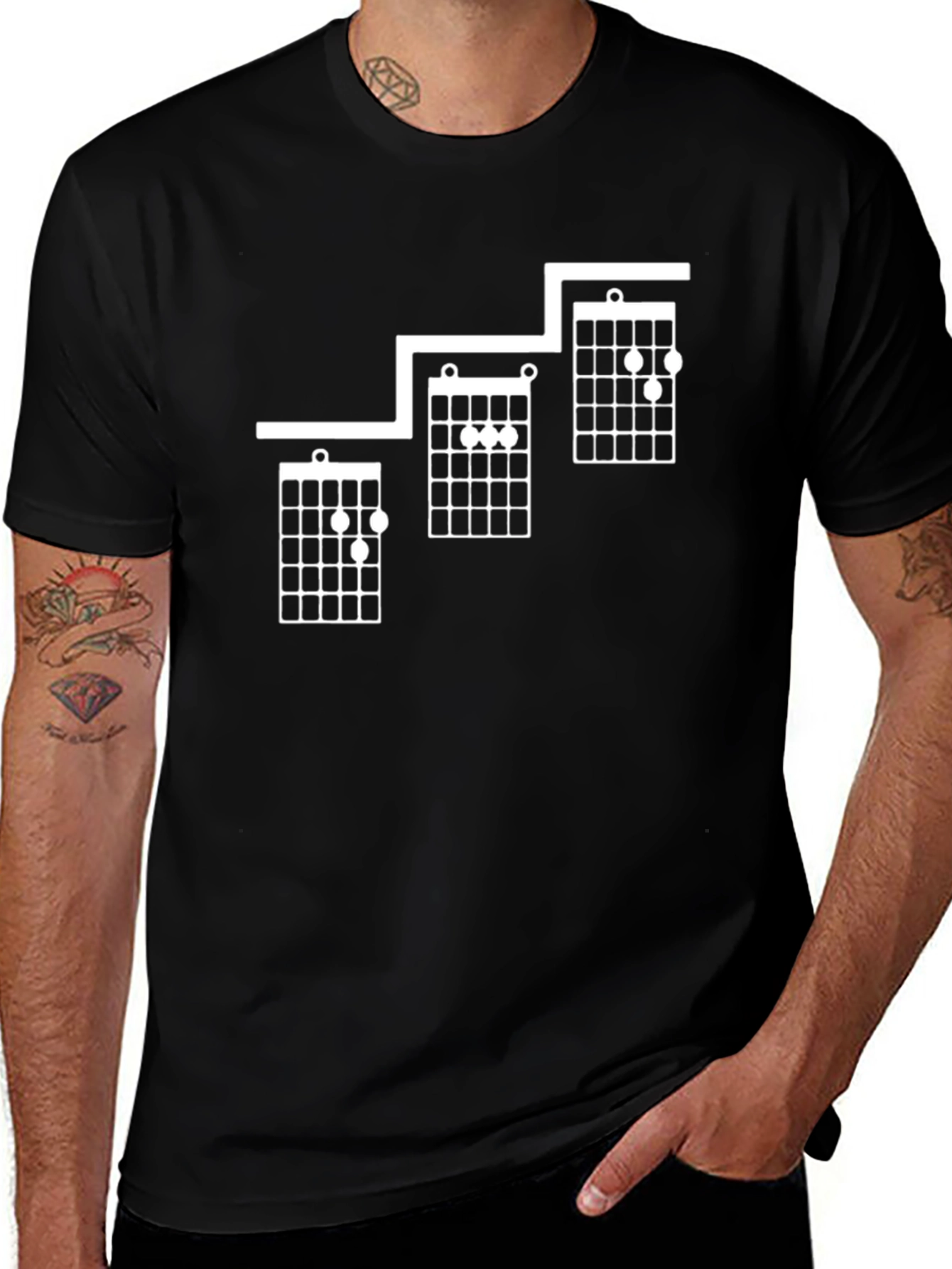 Variant 3 of Guitar Chord T-Shirt - Black - Musician's Tee