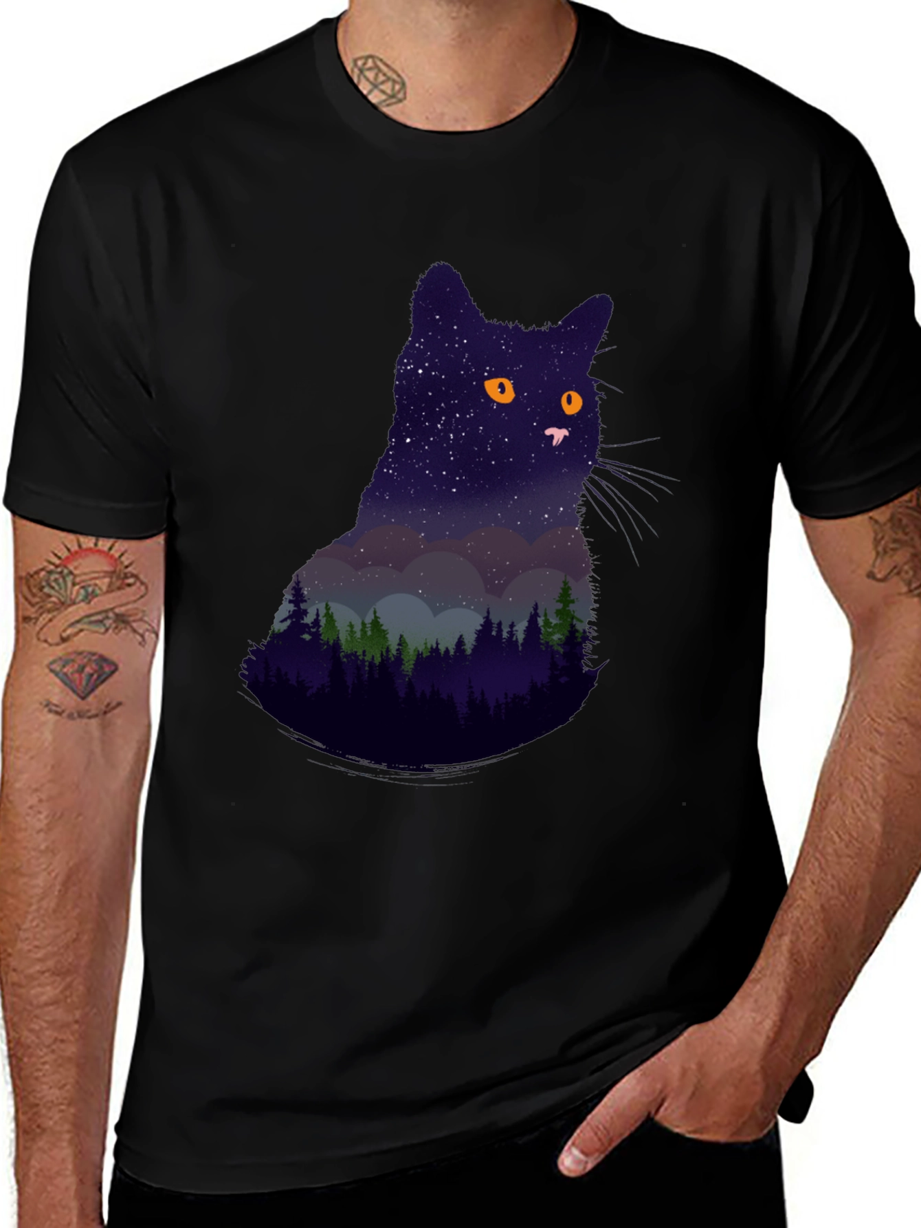 Variant 25 of Night Sky Cat Graphic Tee