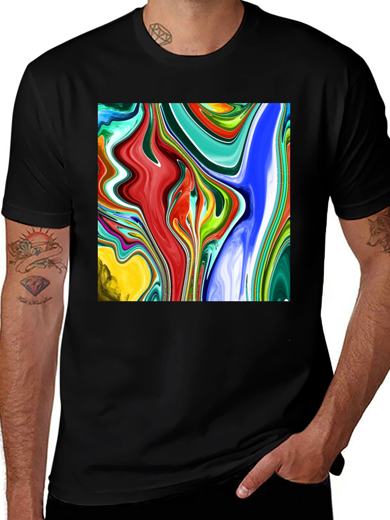 Variant 6 of Abstract Swirl Art Black T-Shirt