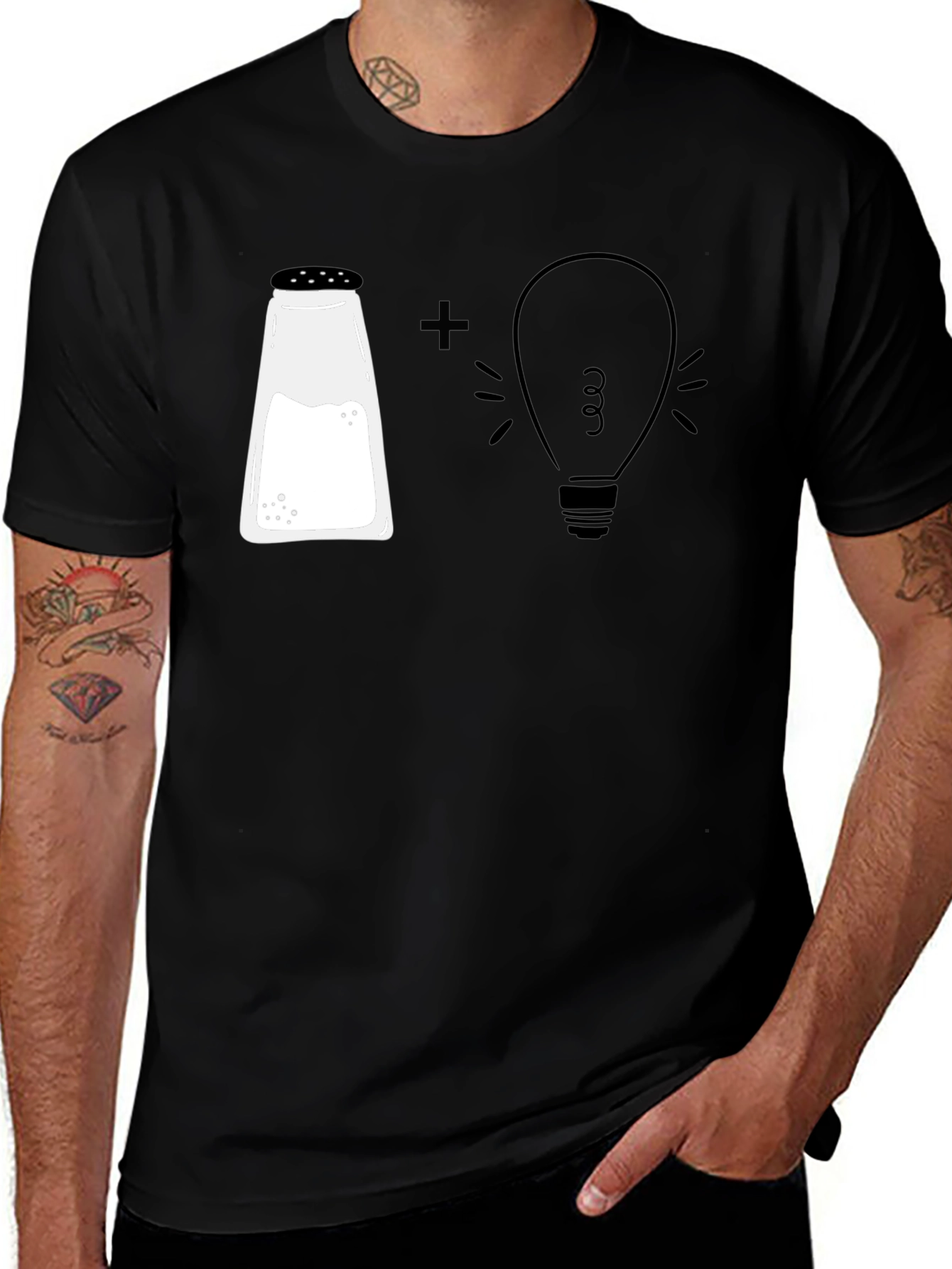 Salt Plus Idea Men's Black T-Shirt Funny Graphic Tee