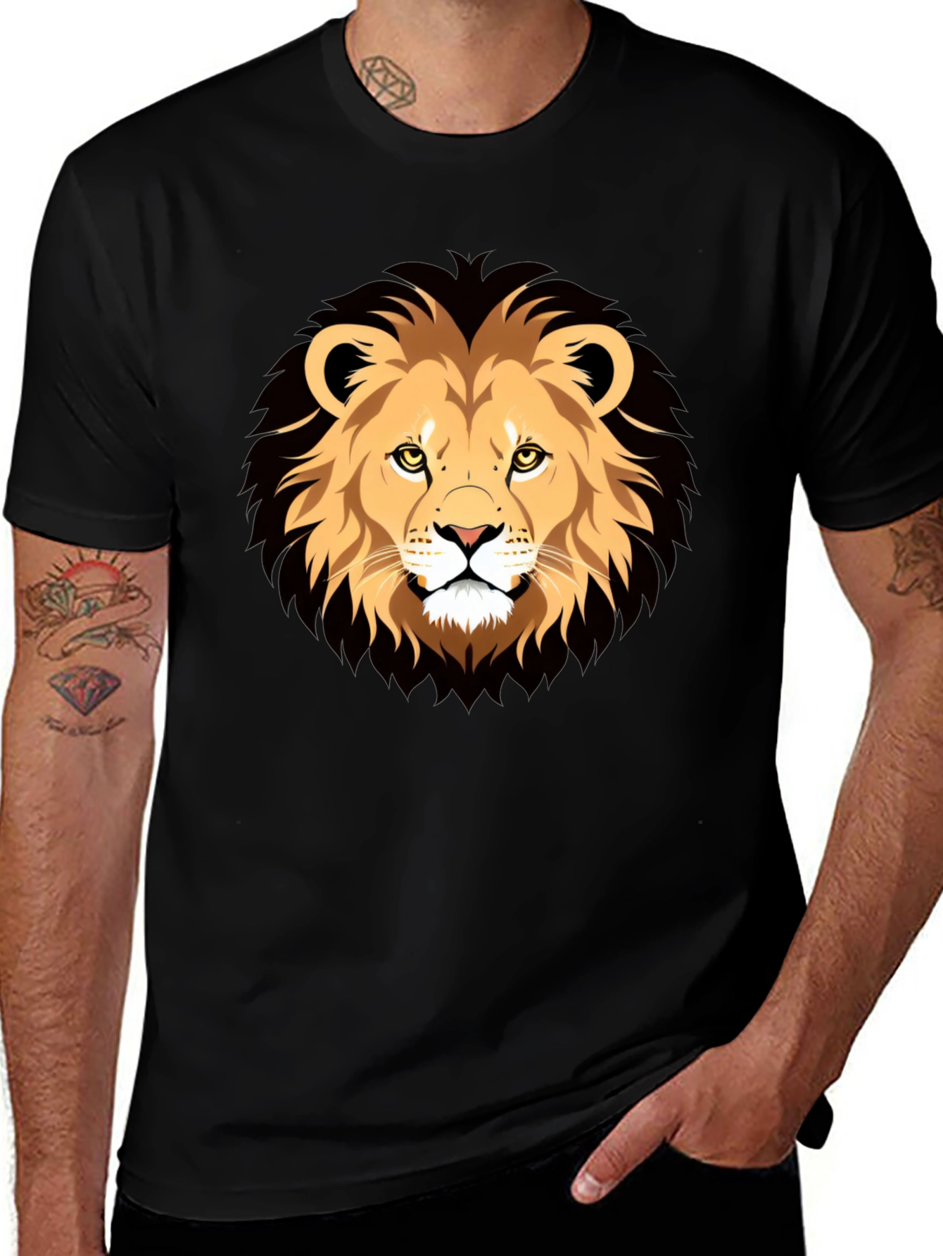 Variant 28 of Lion Graphic Tee - Black Cotton T-Shirt