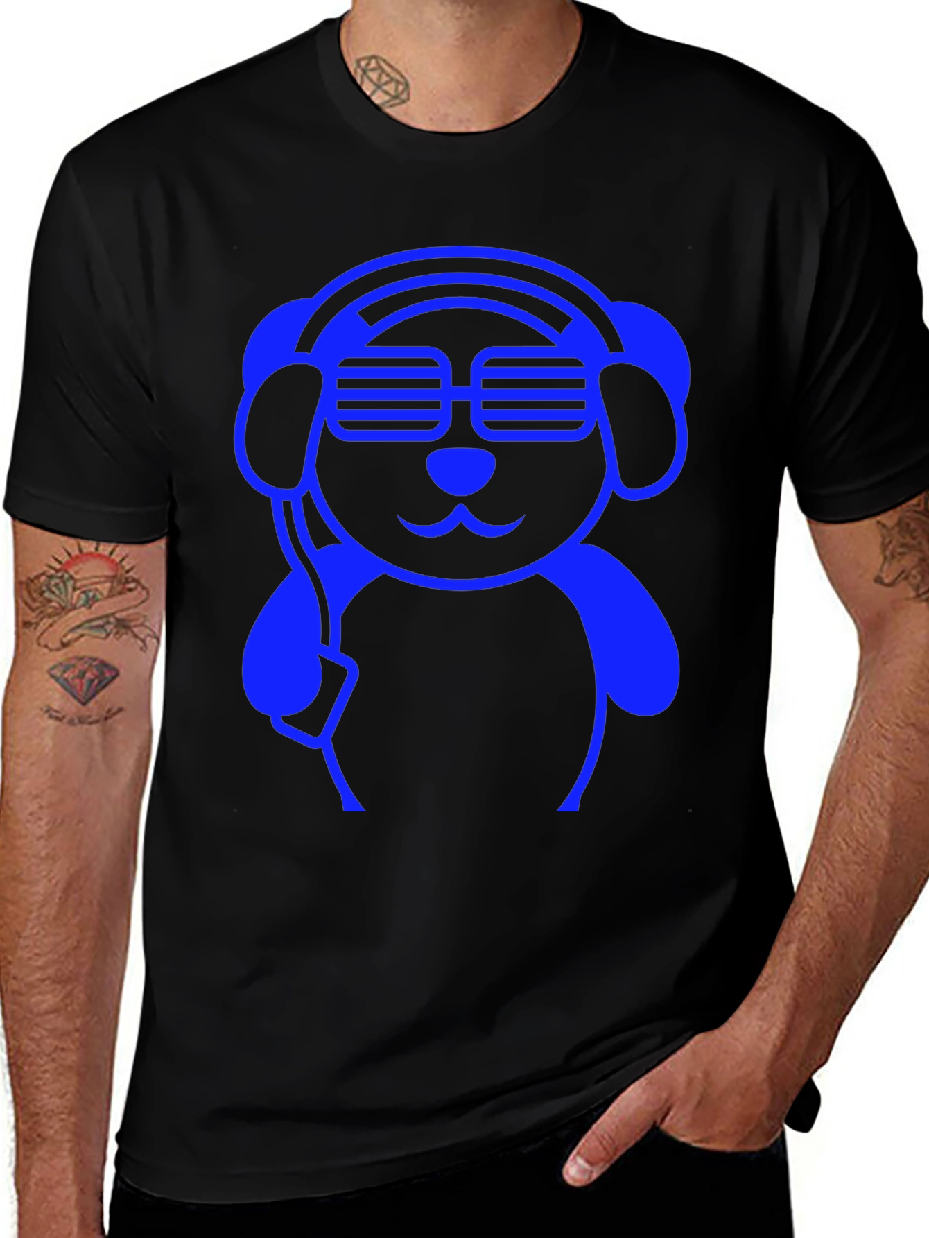 Variant 28 of Cool Blue DJ Dog Graphic Tee